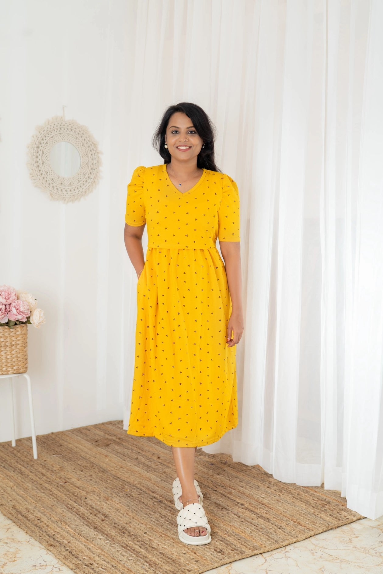 Midi Gold Thick Weight Dress
