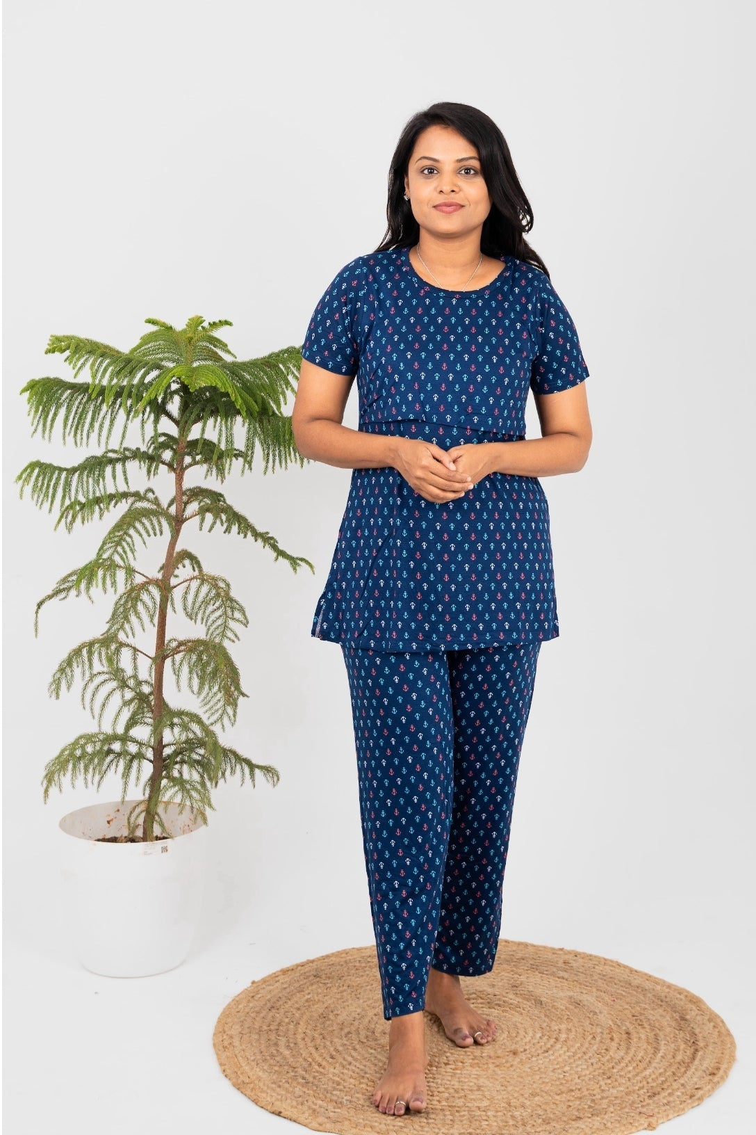 Navy Feeding Pant Set ( lightweight )