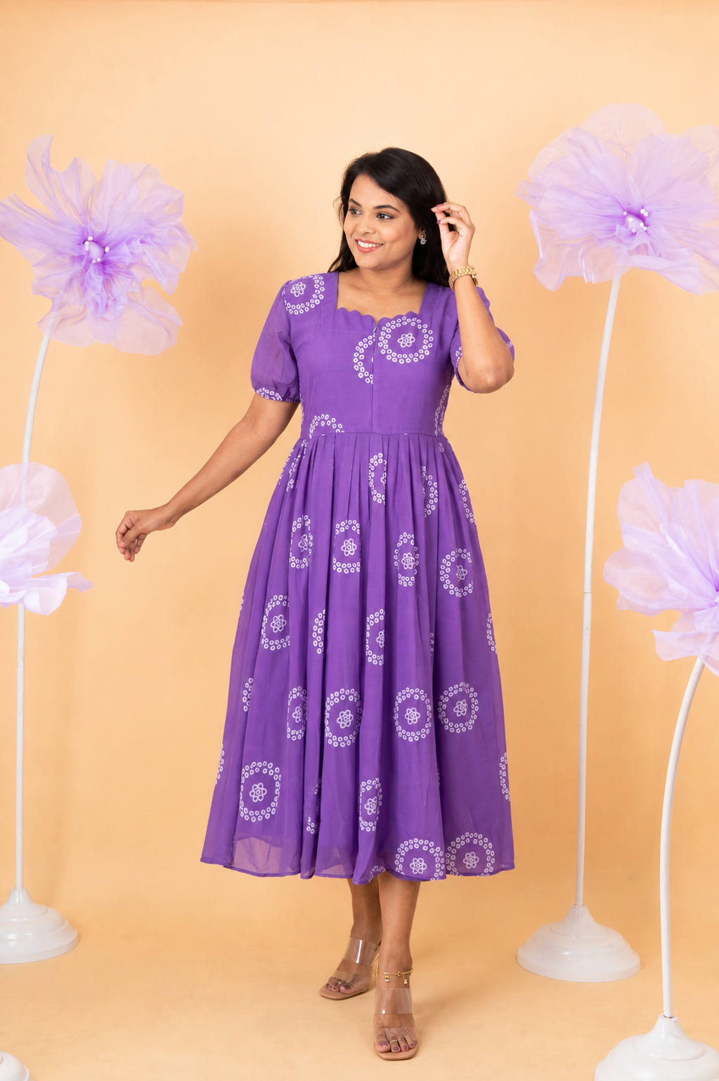 Dipti georgette casual  Dress With Lining ( No-Iron Everyday Dress)