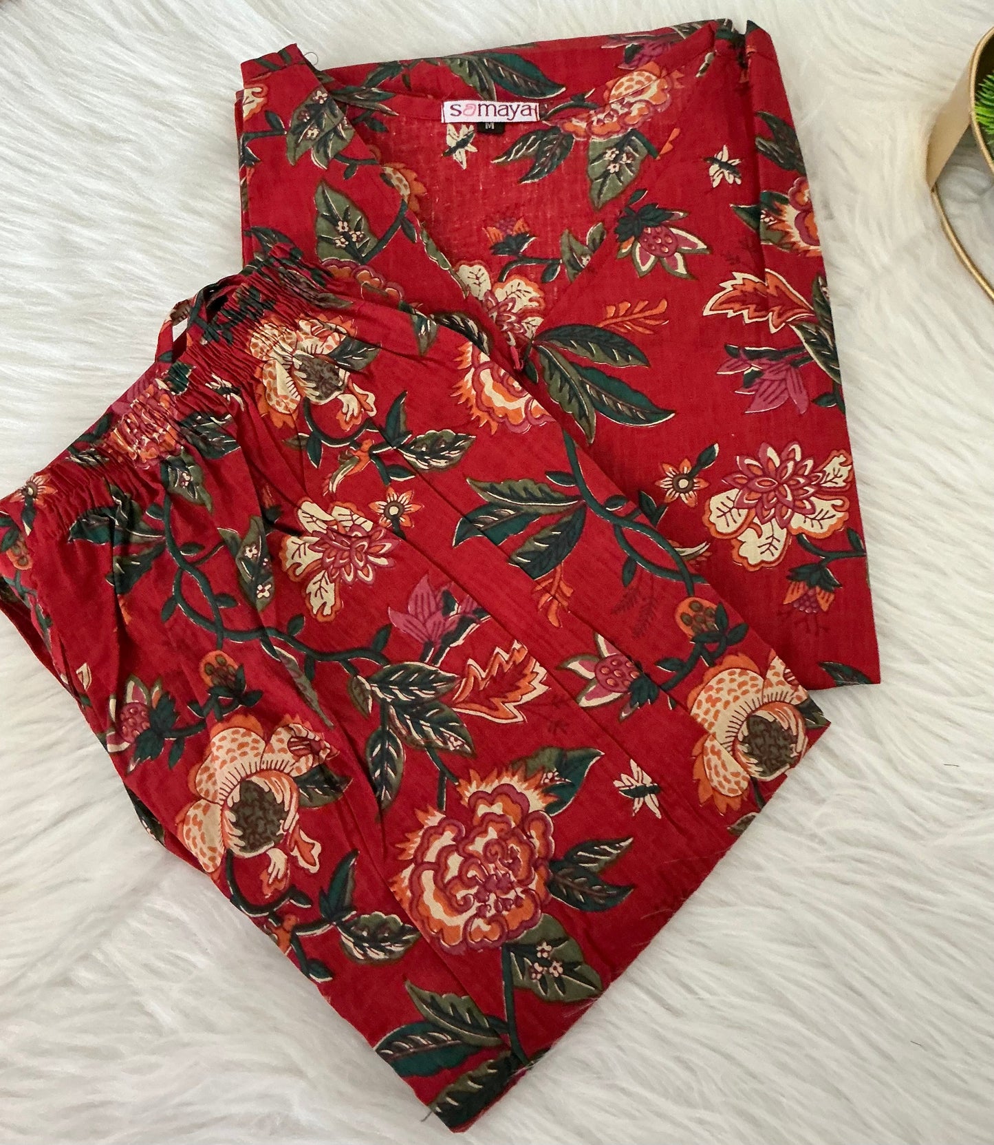 Theera Red Night Co-ord Set