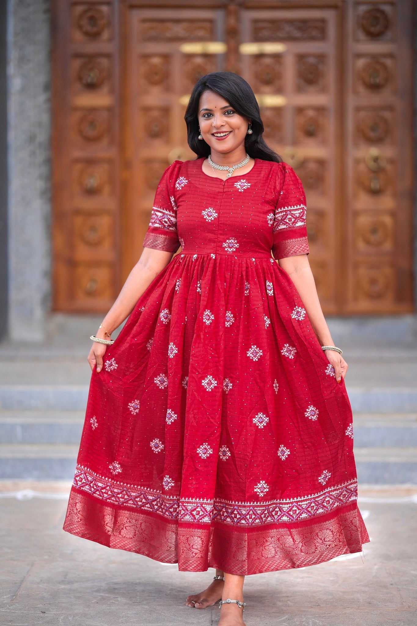 Renuga festive Maxi Dress with Lining ( ready to dispatch)
