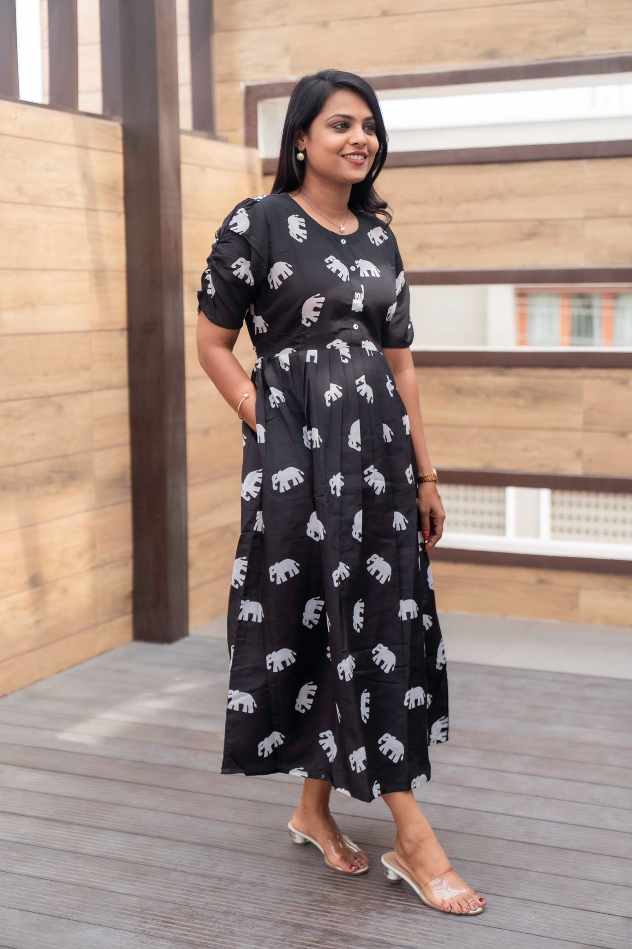 Black Elephant Day to Night Dress Without Lining (Wrinkle-Free Cotton blend  Dress)