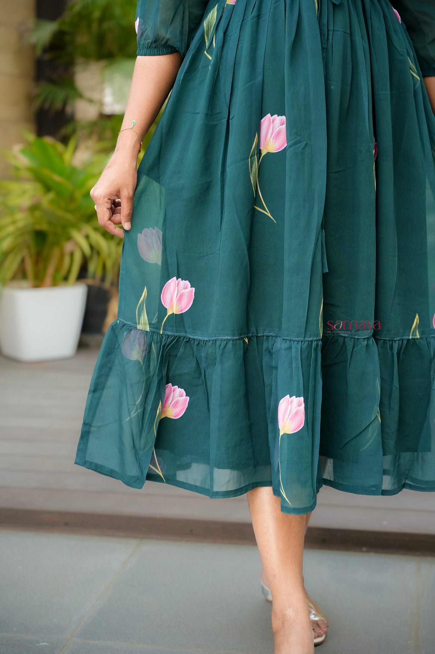 Tulip georgette casual  Dress With Lining ( No-Iron Everyday Dress)