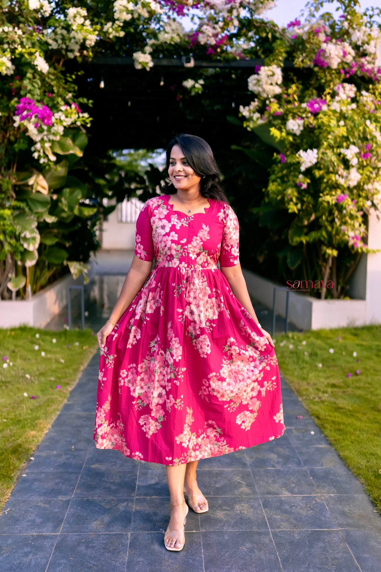 Bougainvillea Casual Dress With Lining