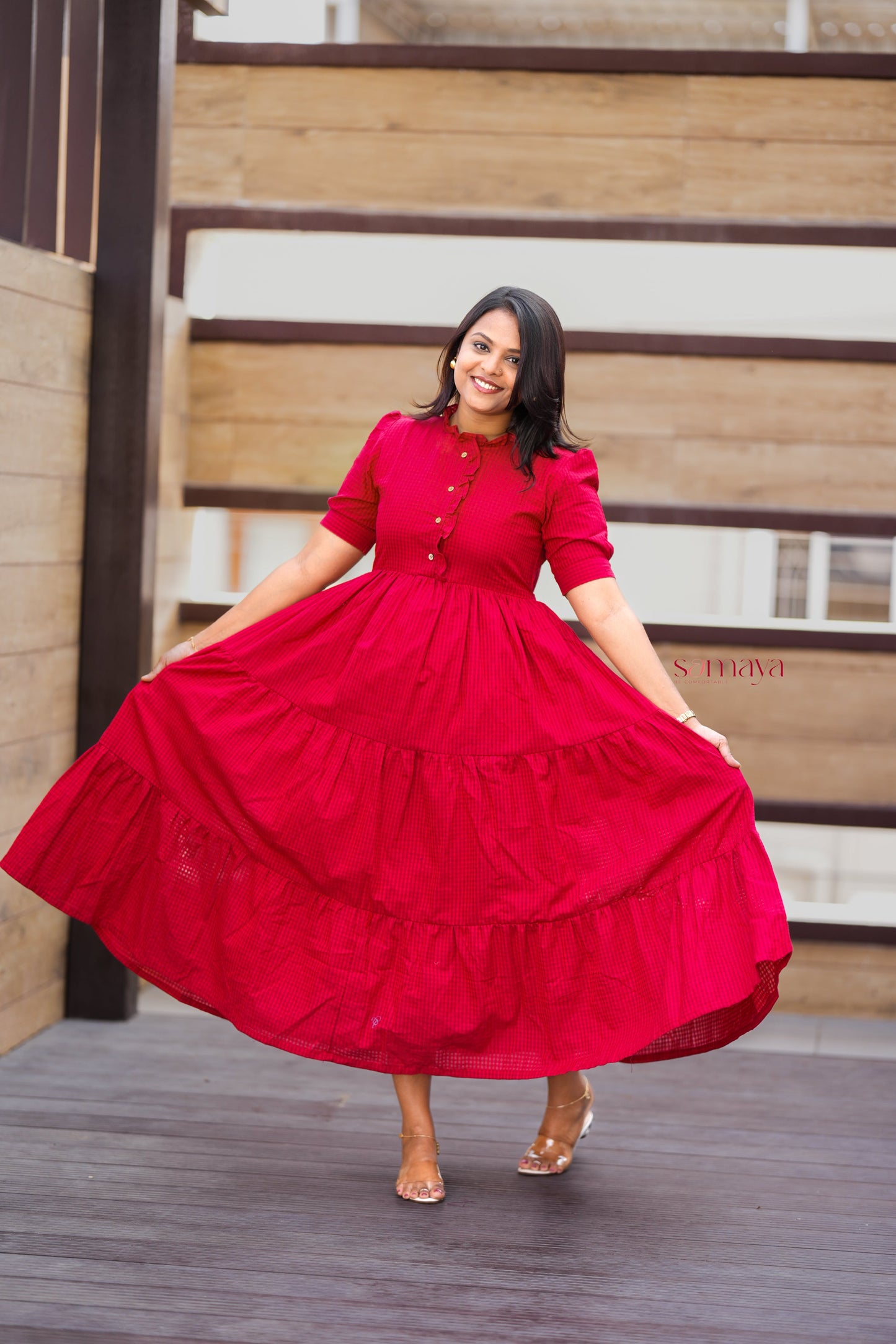 Deepika  maxi cotton  Dress With Lining(Ultimate Layered Flare Dress)august 25  th dispatch