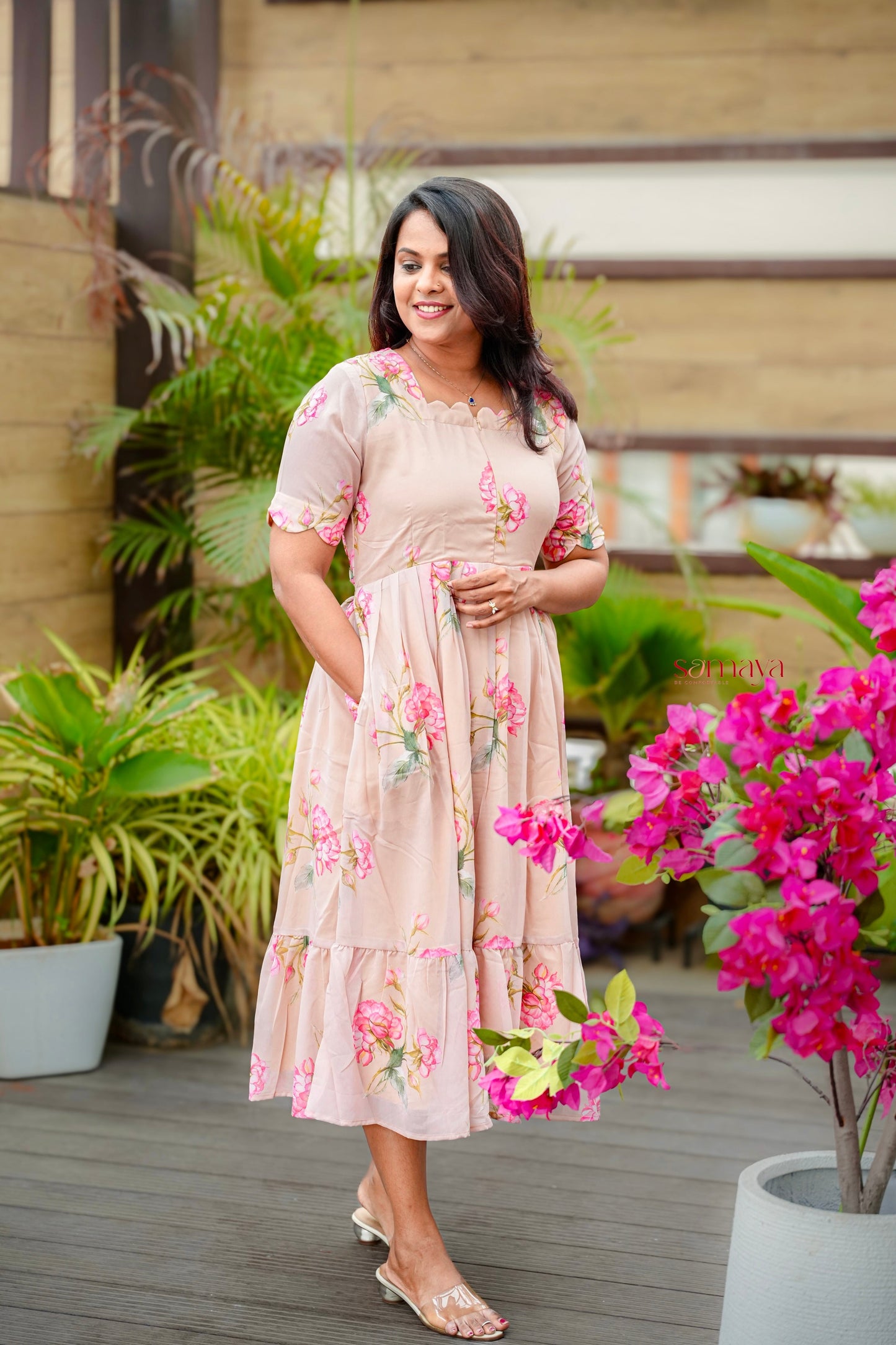 Roselyn georgette casual  Dress With Lining ( No-Iron Everyday Dress)