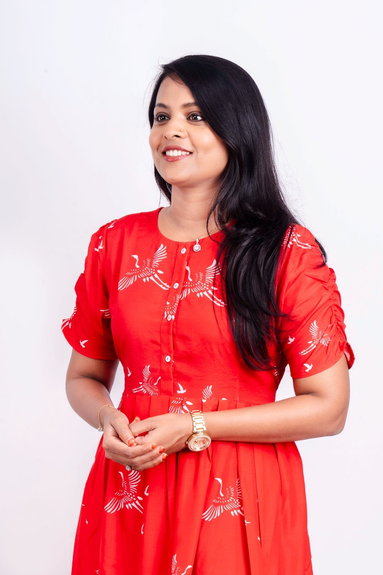 Crimson day to Night Dress Without Lining ( Wrinkle-Free Cotton blend Dress)