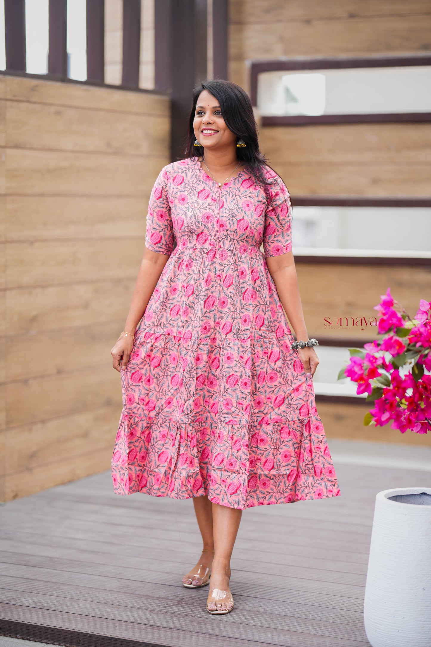 Peach day to night dress without lining