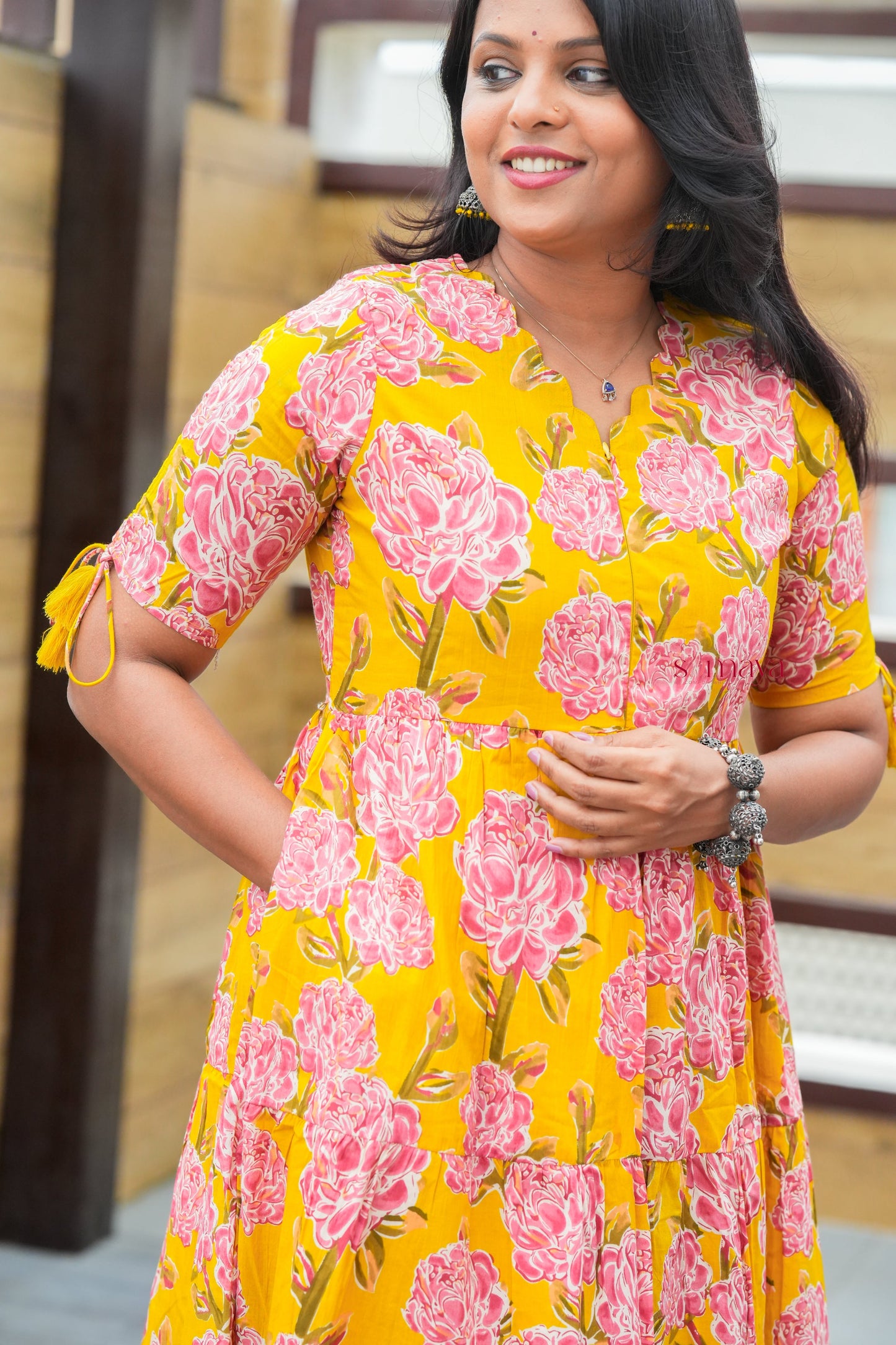 Manjal casual Dress With Lining