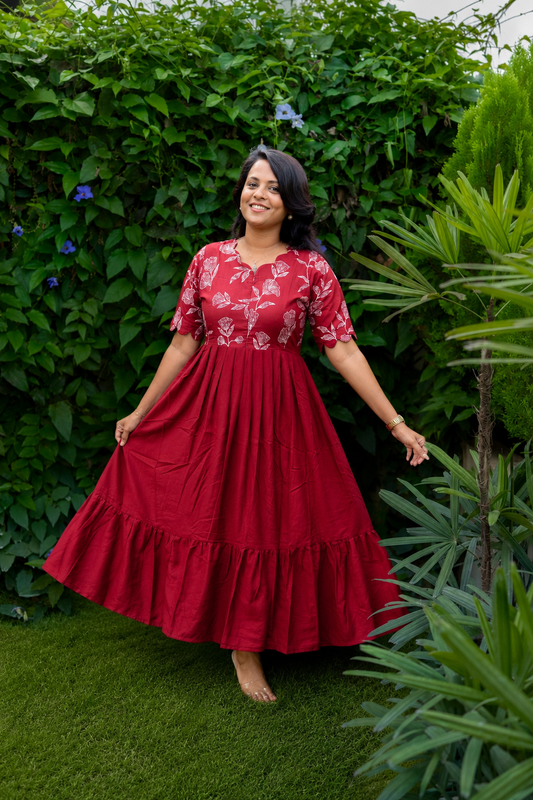 Princess Dress -ruby With lining( Wrinkle-Free Cotton Blend Dress)