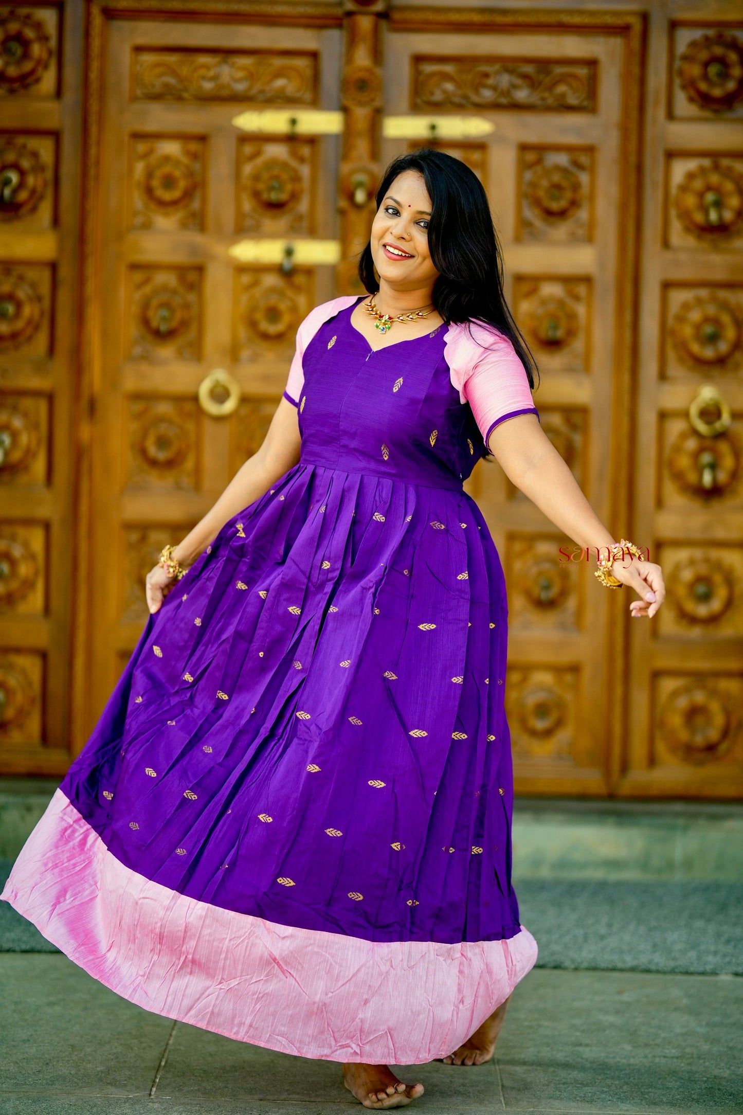 Soundarya raw silk maxi Dress With Lining ( ready to dispatch)