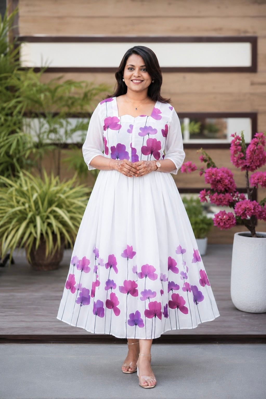 Aura georgette casual  Dress With Lining ( No-Iron Everyday Dress)