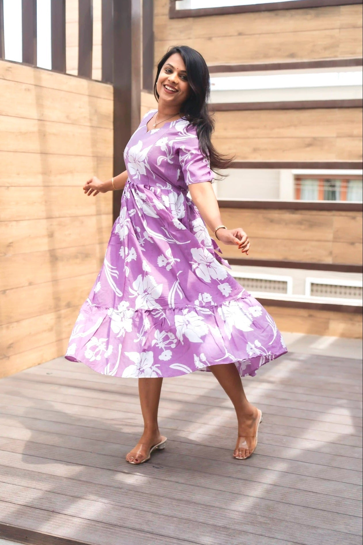 Lilac Day To Night Dress Without Lining ( No-Iron Everyday Dress)