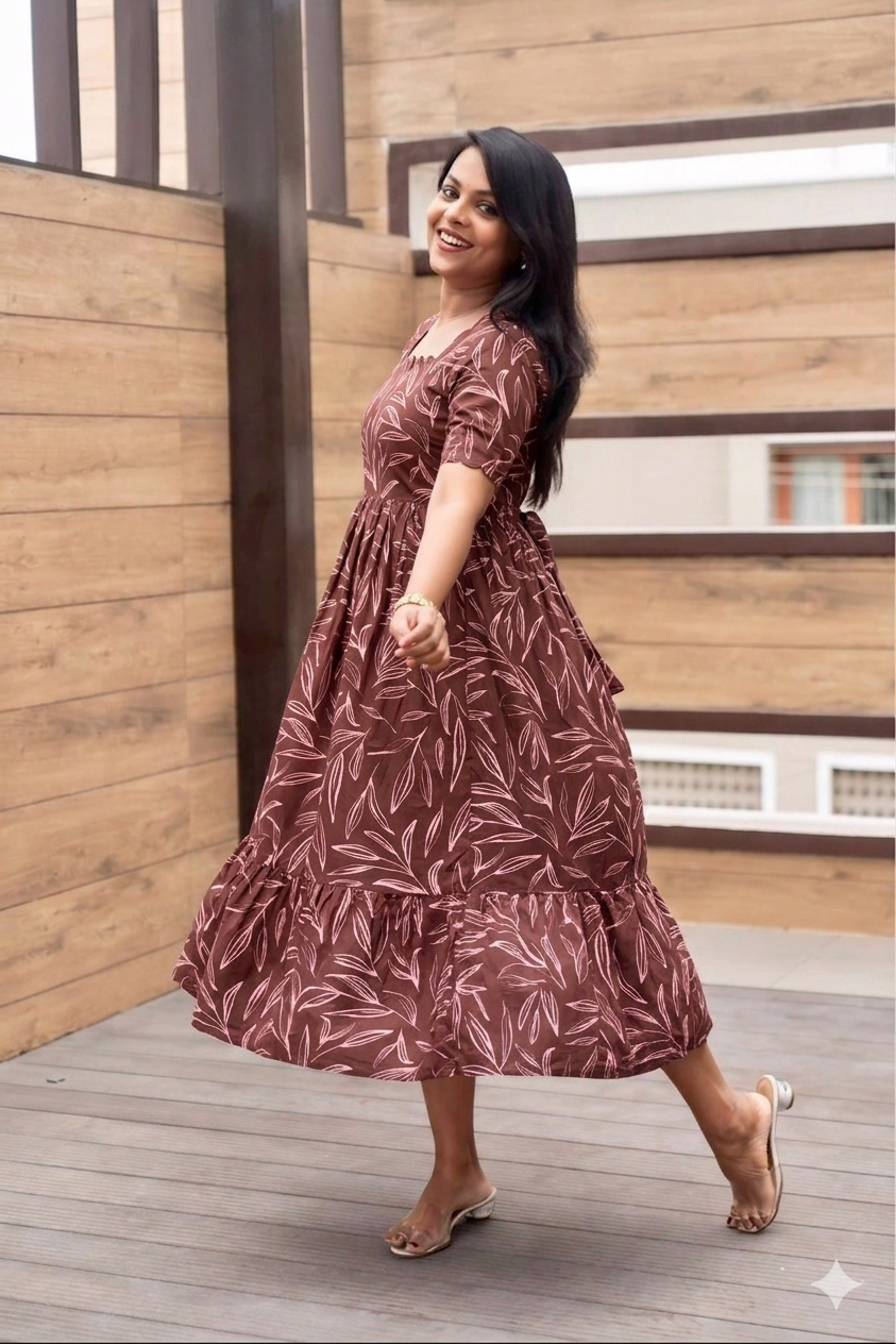 Diary milk  Casual Dress With Lining ( Wrinkle-Free Cotton blend Dress)