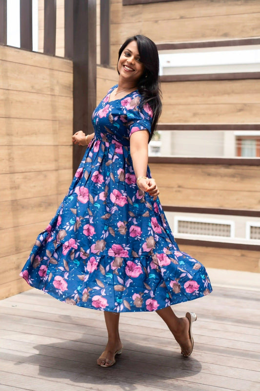 Navy pink Casual Dress With Lining
