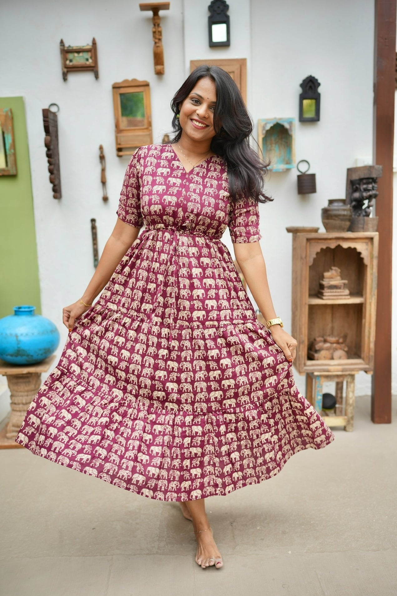 Elephant Casual Dress With Lining