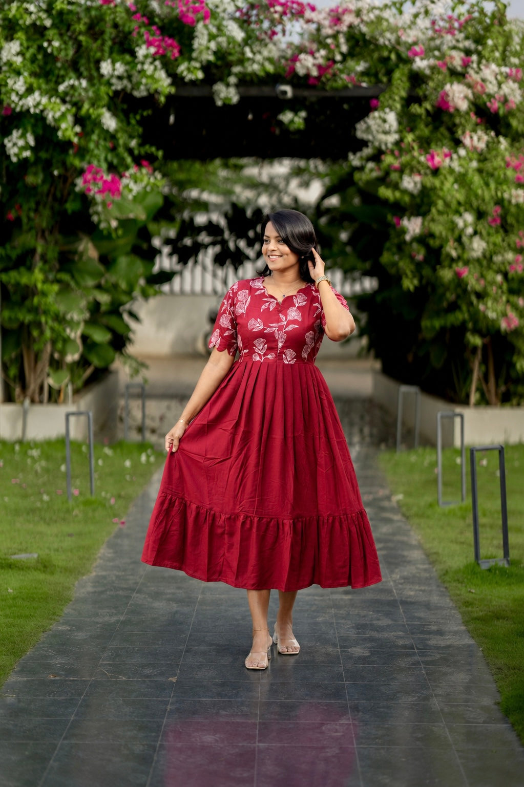 Princess Dress -ruby With lining( Wrinkle-Free Cotton Blend Dress)