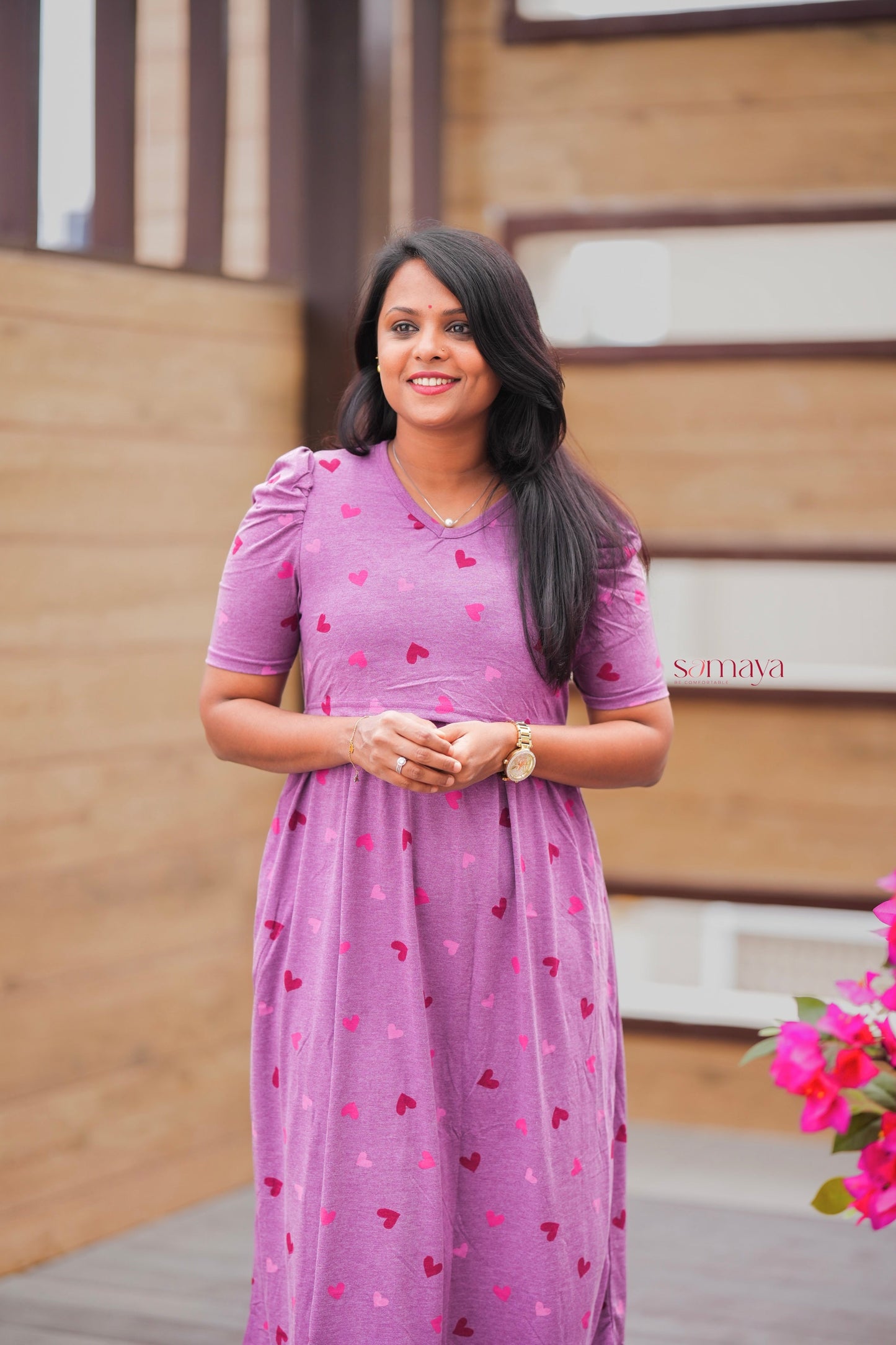 Midi Mauve Heart Light Weight Dress