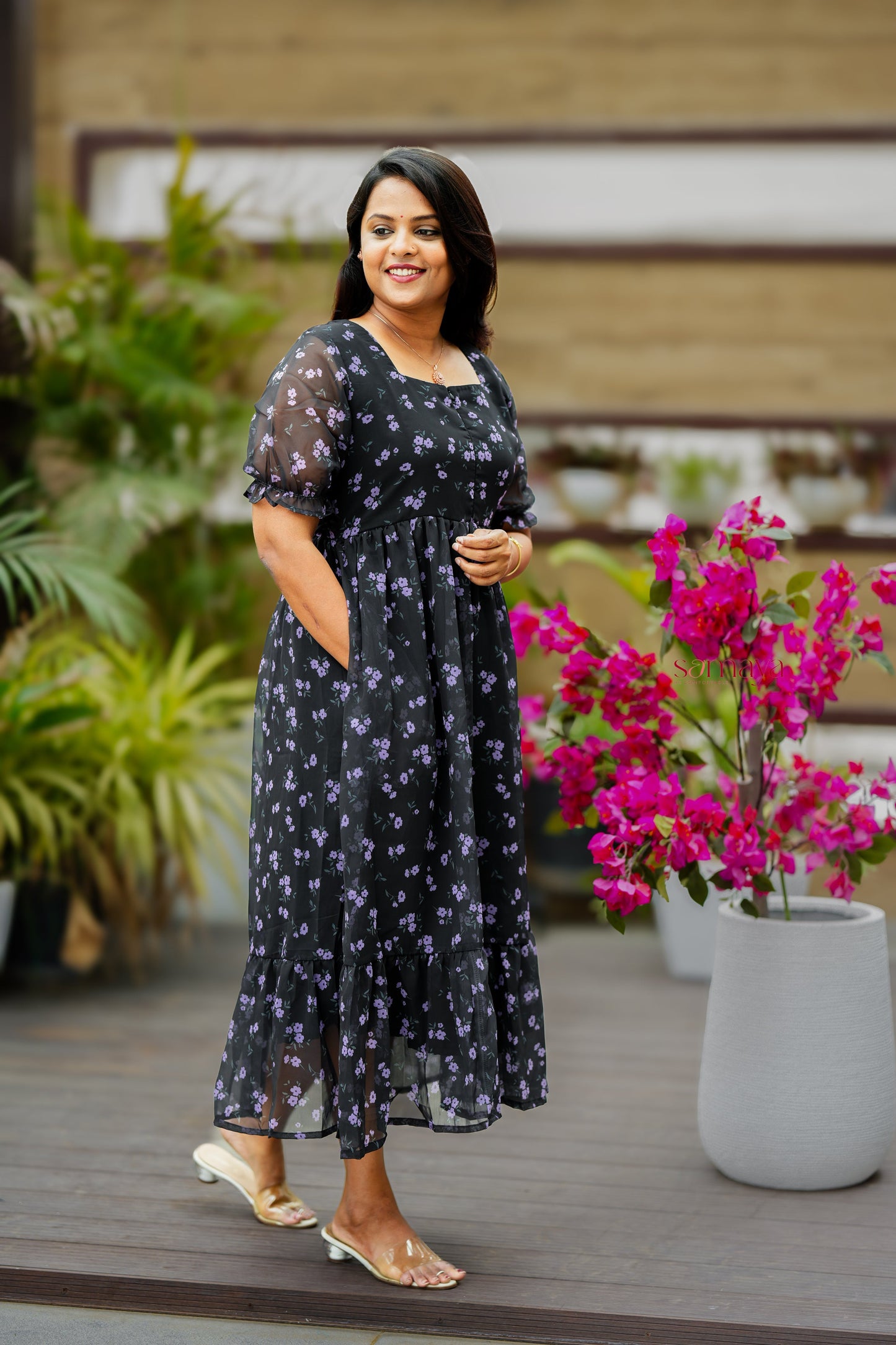 Shri georgette casual  Dress With Lining ( No-Iron Everyday Dress)