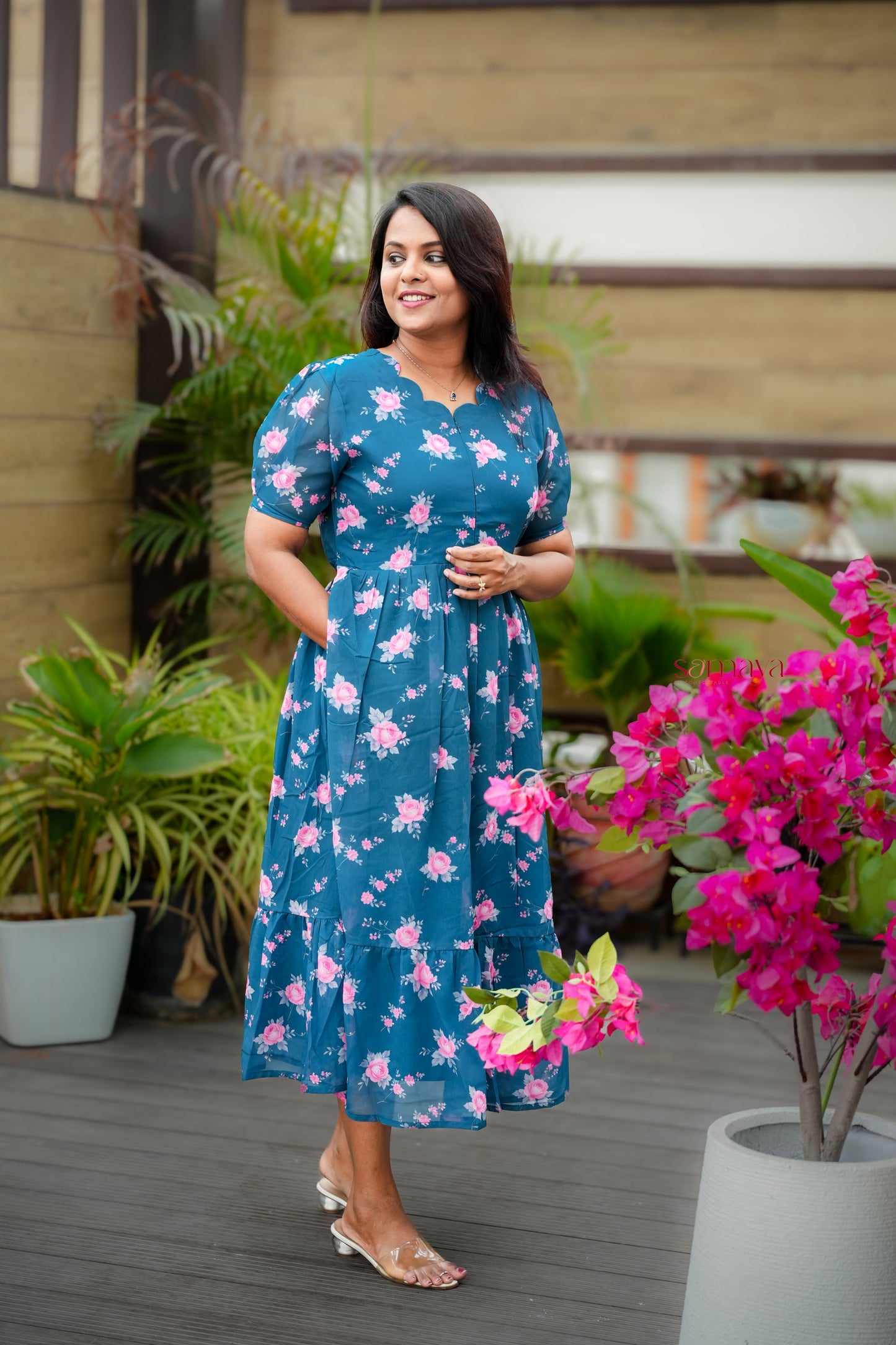 Ruhi georgette casual  Dress With Lining ( No-Iron Everyday Dress)