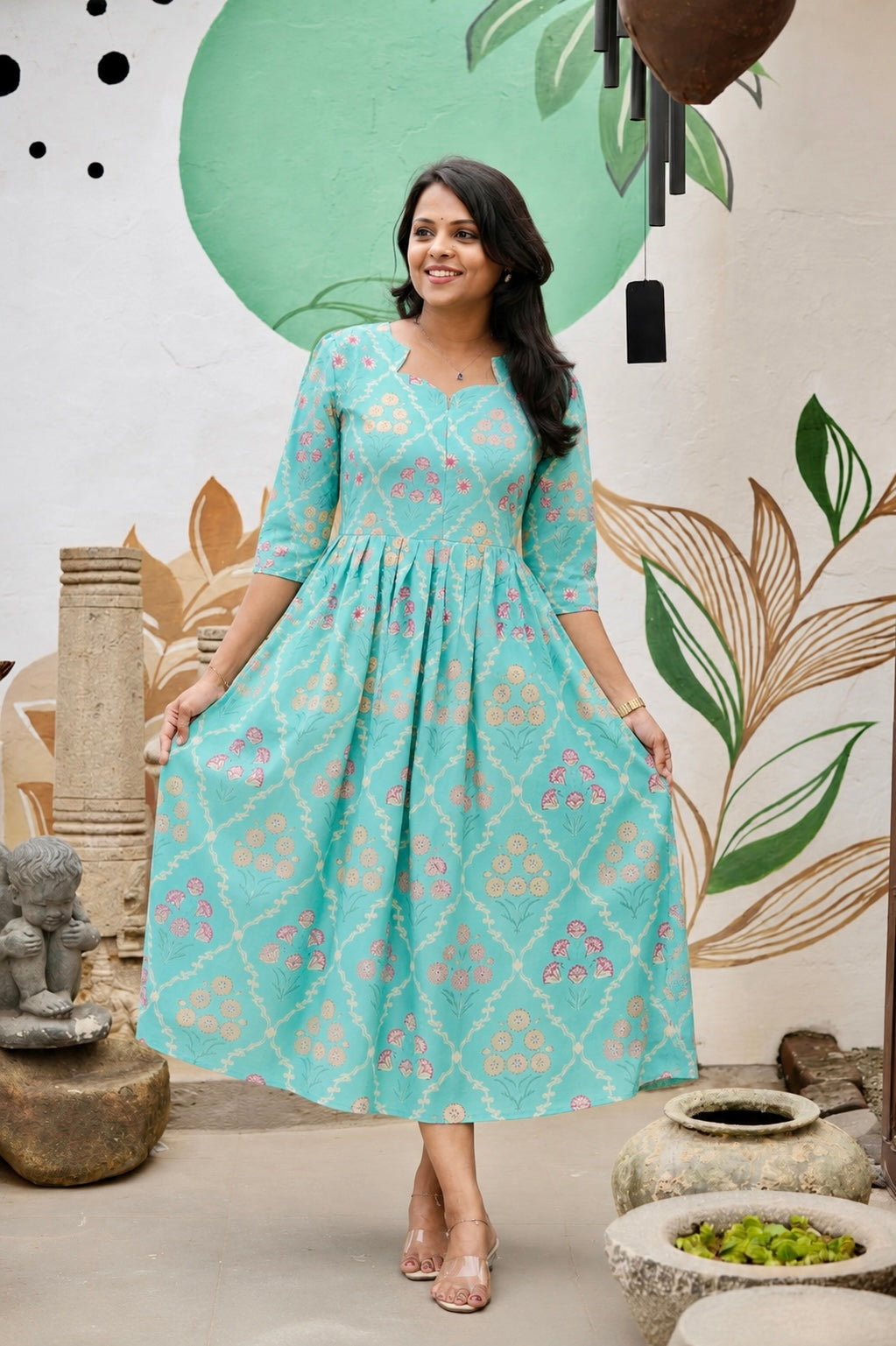Laya georgette casual  Dress With Lining ( No-Iron Everyday Dress)