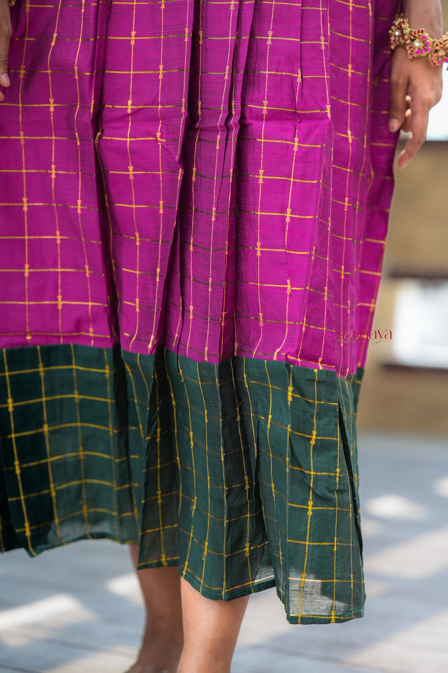 Poongulazi checked maxi Dress With Lining ( ready to dispatch )