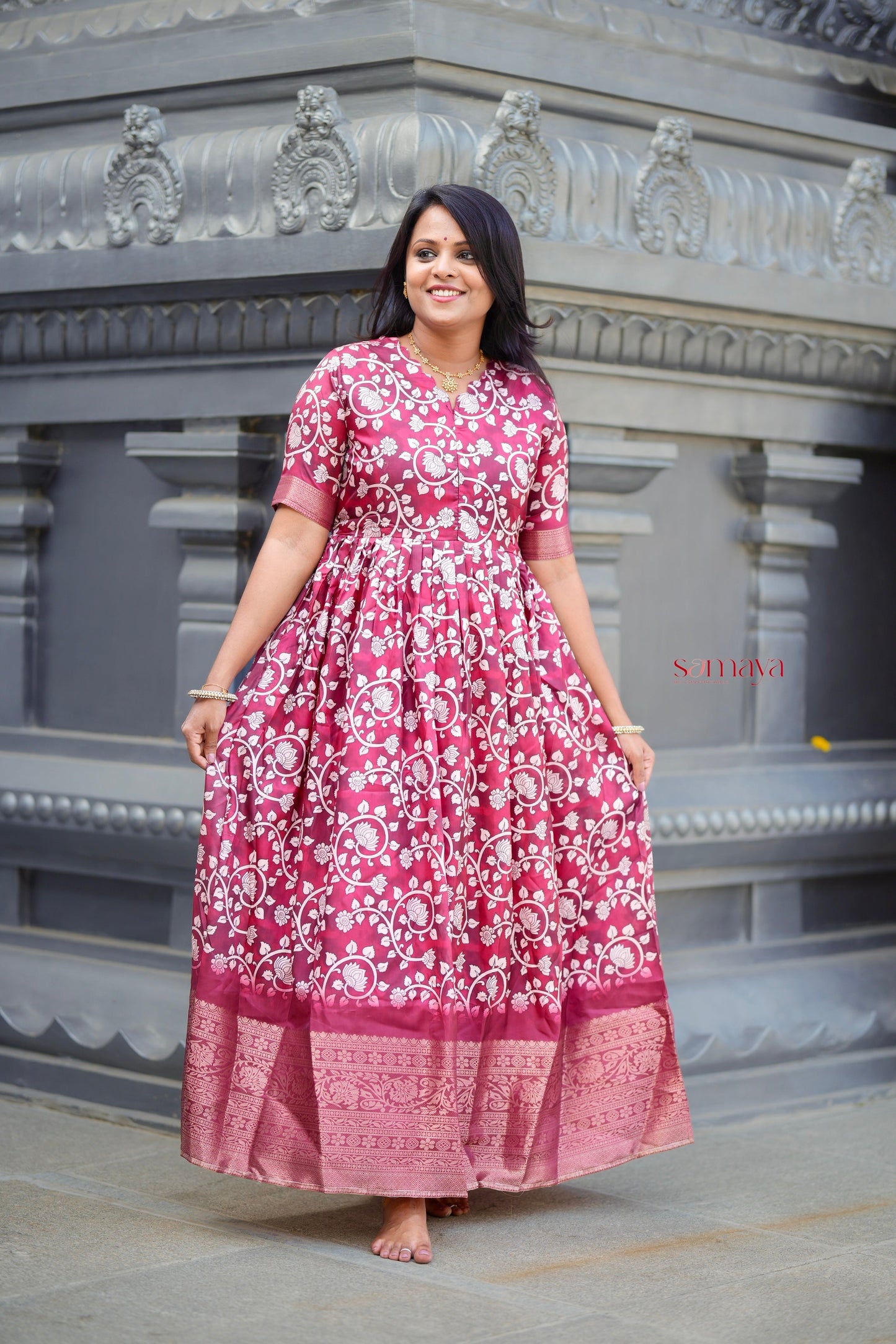 Yaazhini soft silk Dress with Lining ( ready to dispatch)