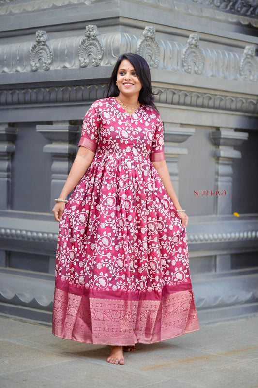 Yaazhini soft silk Dress with Lining ( ready to dispatch)