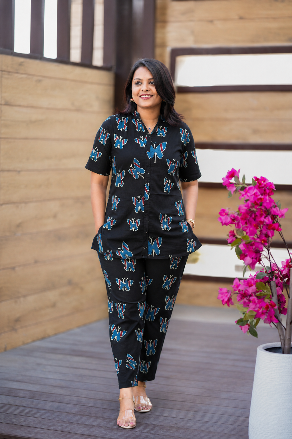 Theera-black  butterfly day to night  Co-ord Set