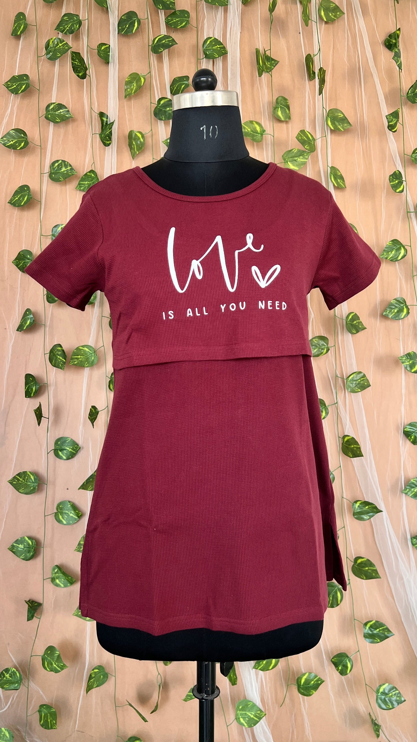 Maternity T-shirt Maroon love thick weight