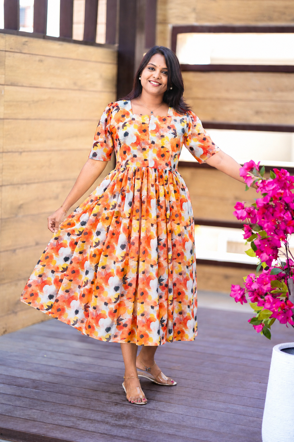 Suji georgette casual  Dress With Lining ( No-Iron Everyday Dress)