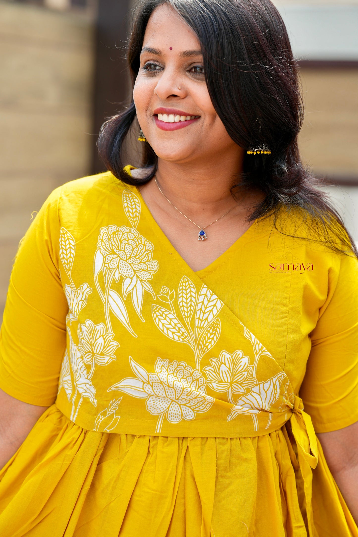 Yellow Casual Dress With Lining