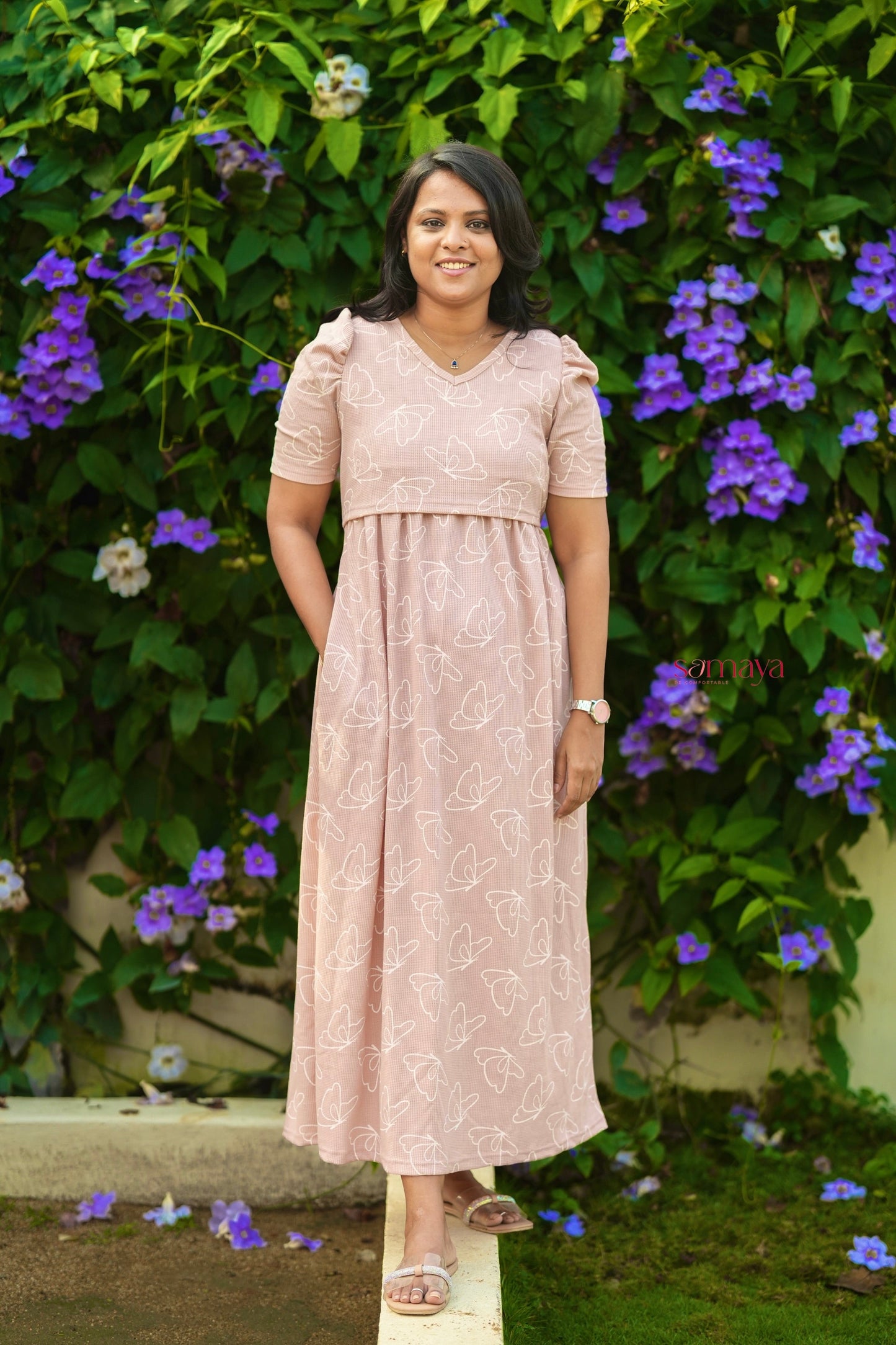 Maxi butterfly waffle Dress