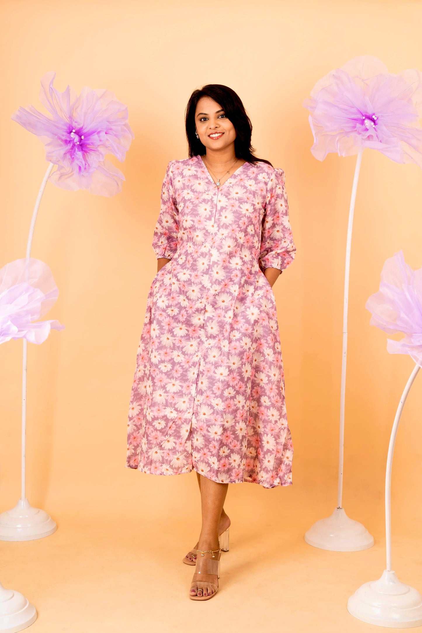 Megha casual  Dress With Lining ( No-Iron Everyday Dress)