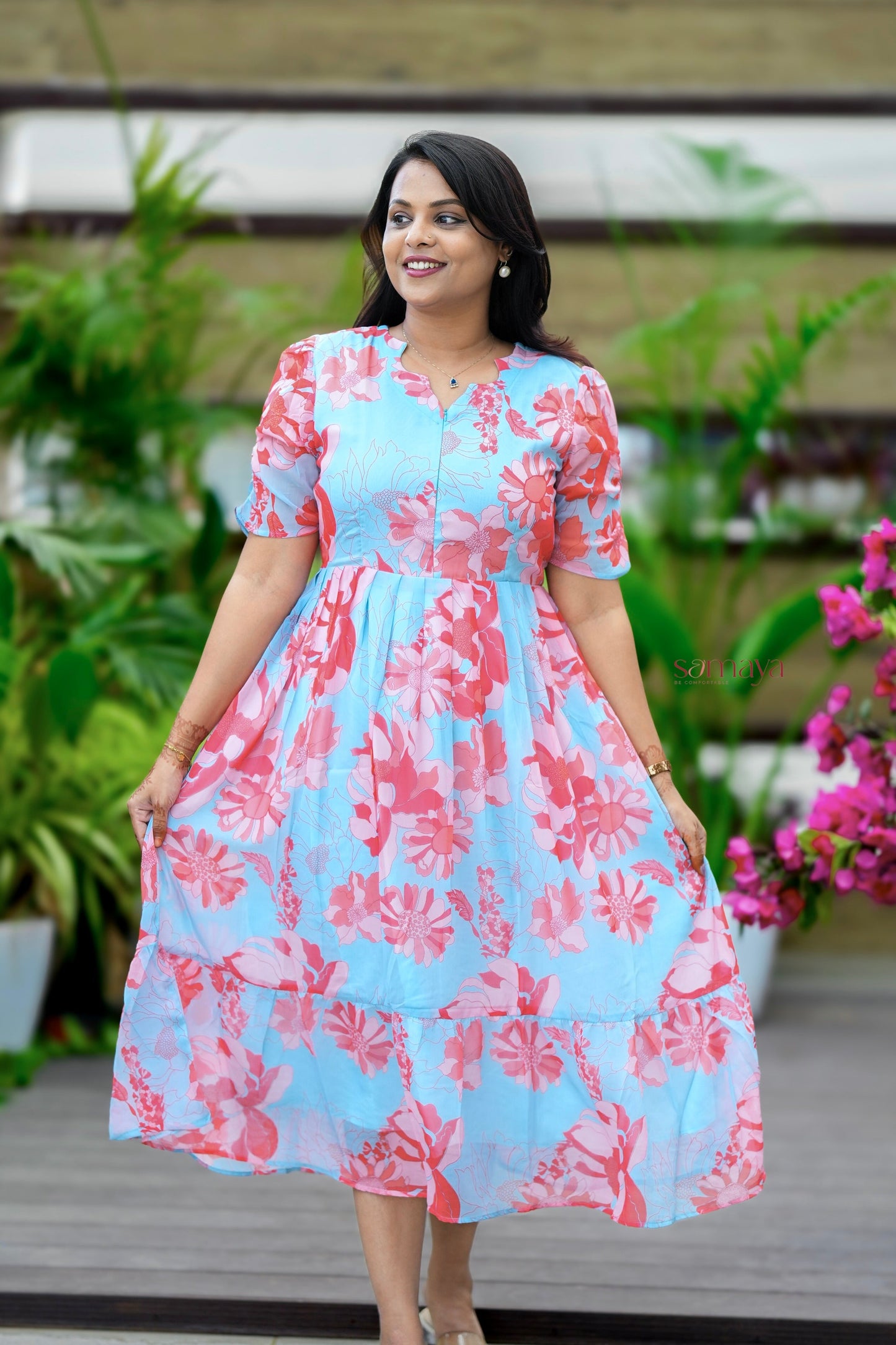 Marina georgette casual Dress With Lining ( No-Iron Everyday Dress)