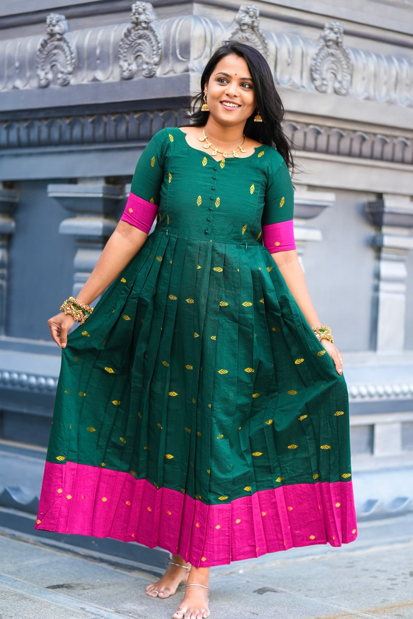 Madurai Meenakshi  maxi Dress With Lining( ready to dispatch)