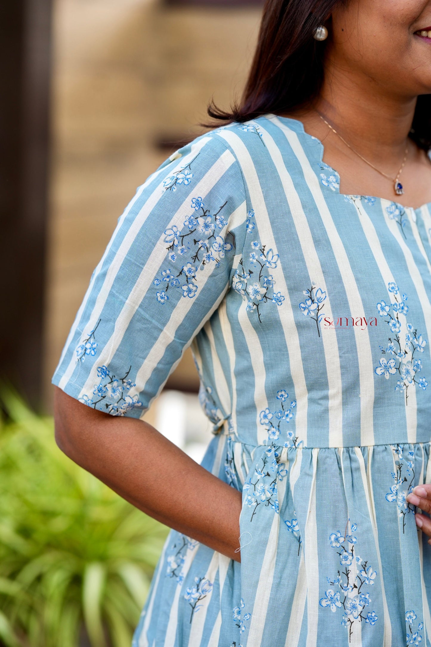 Gracy  stripes  casual Dress With Lining( limited stock )