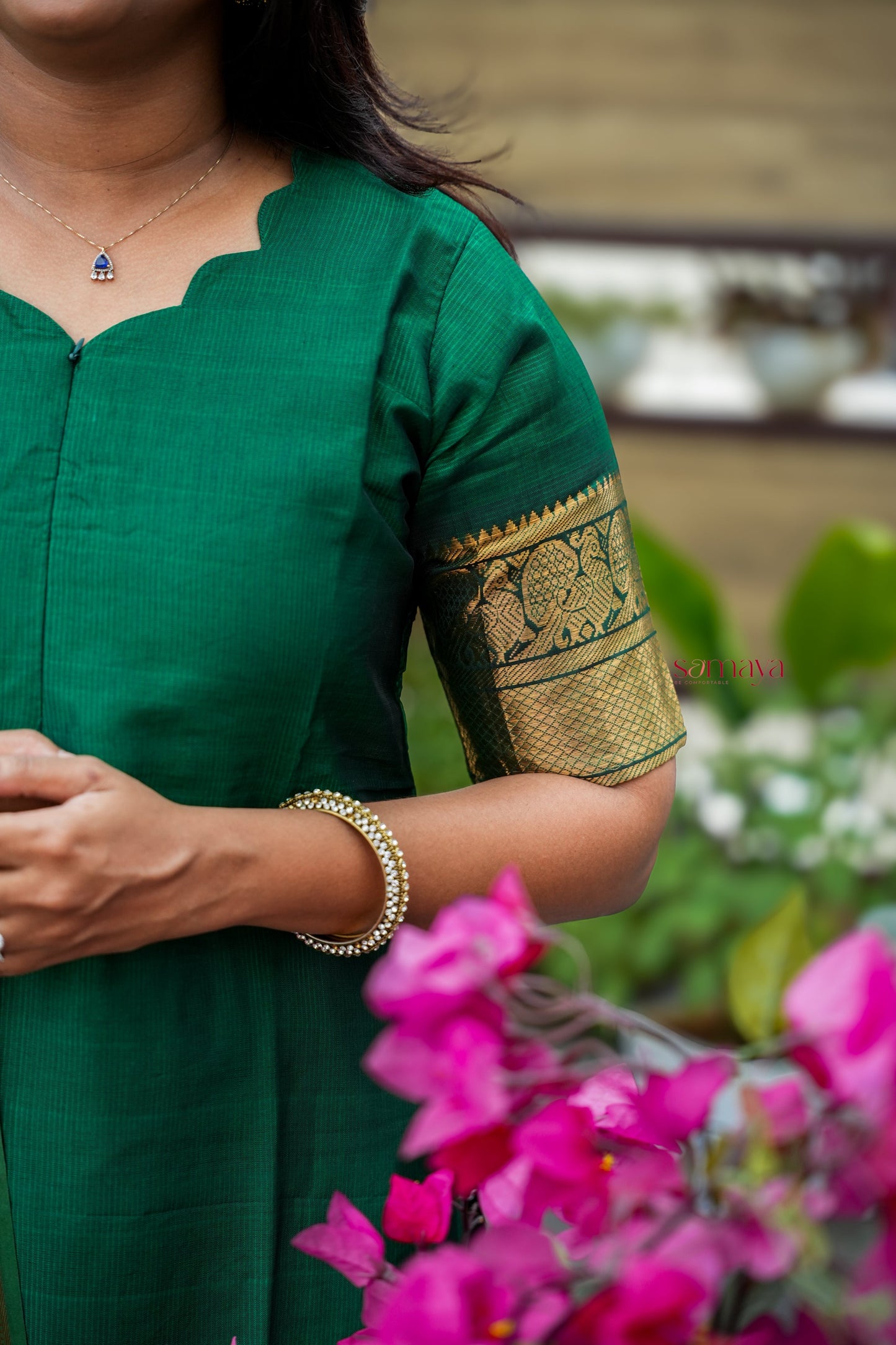 Mangalgiri Green Narayanapet silk top with kalamkari hand painted duppatta set of 2 ( ready to dispatch)