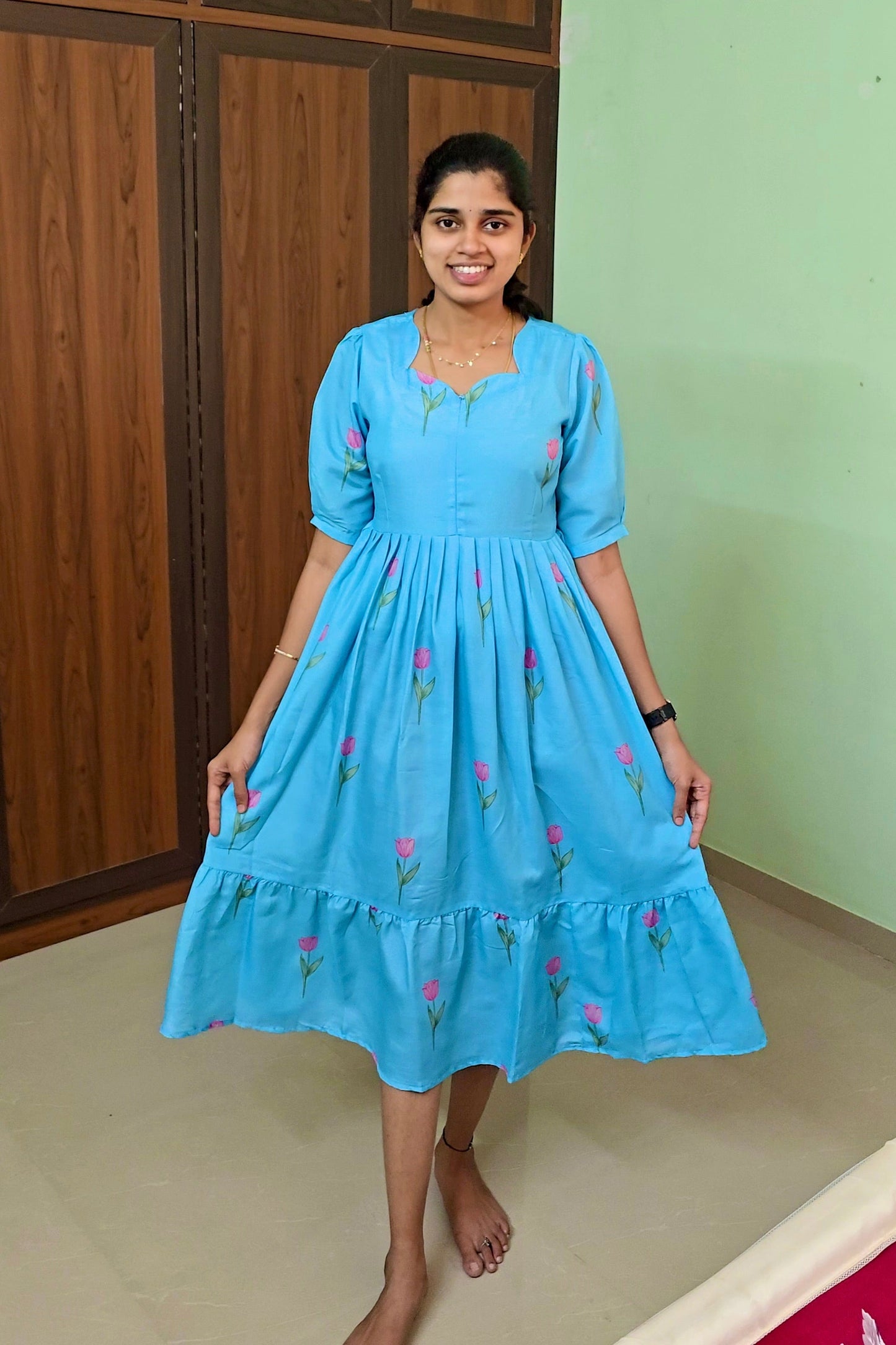 Sky rose  Day to Night Dress Without Lining( No-Iron Everyday Dress)