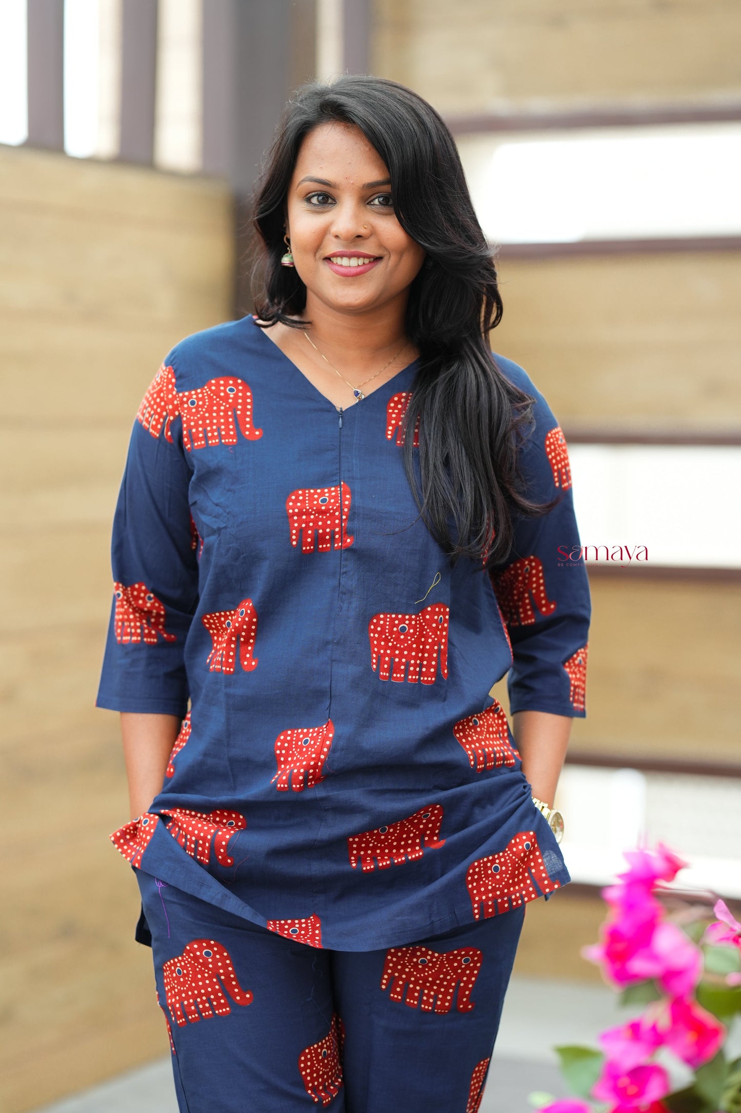 Navy Elephant Night Co-ord Set (Ready to dispatch)