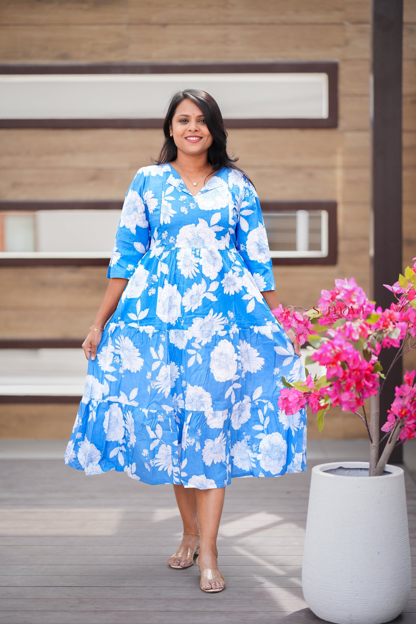 Sky white day to night dress without lining