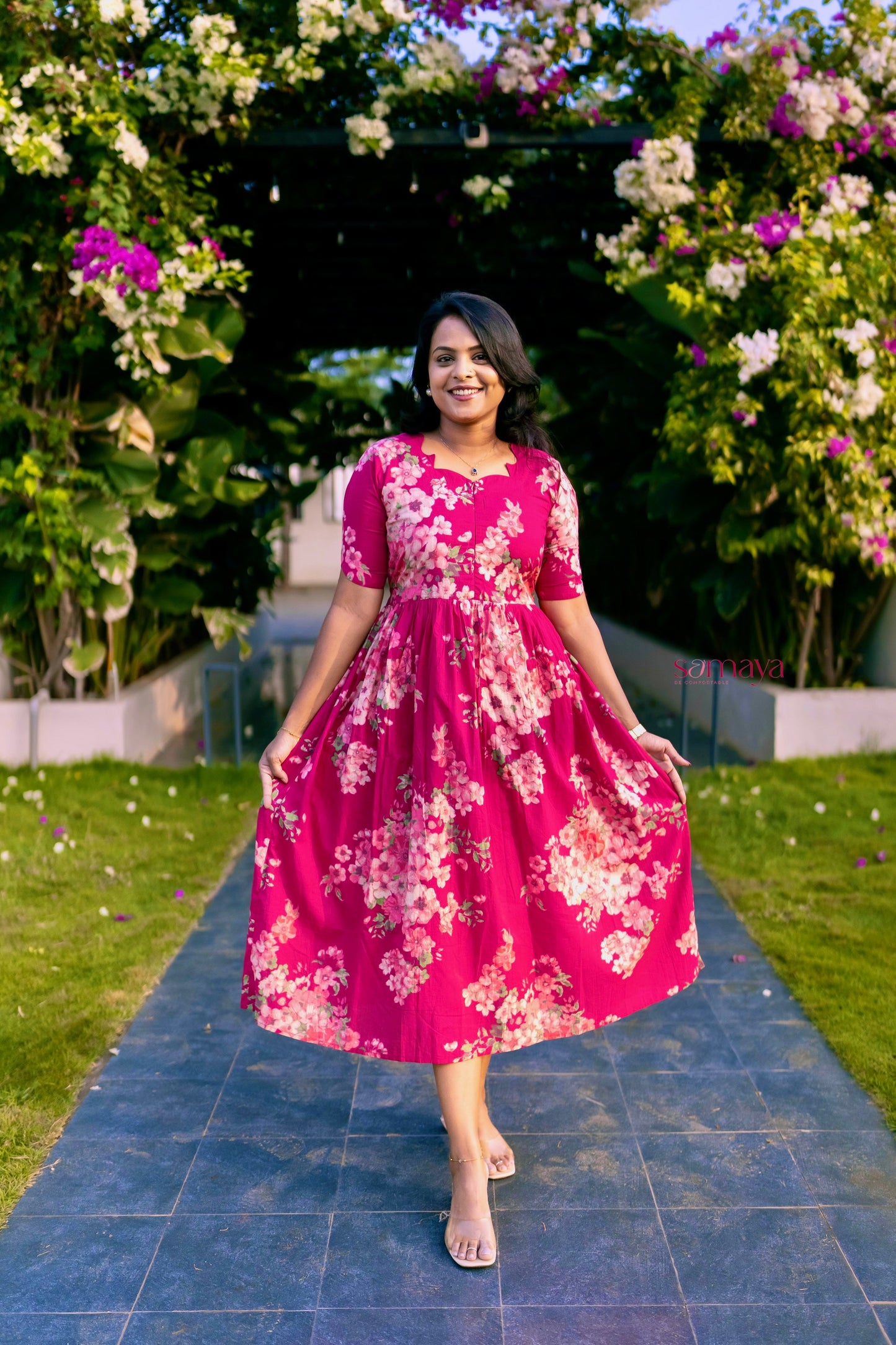 Bougainvillea Casual Dress With Lining