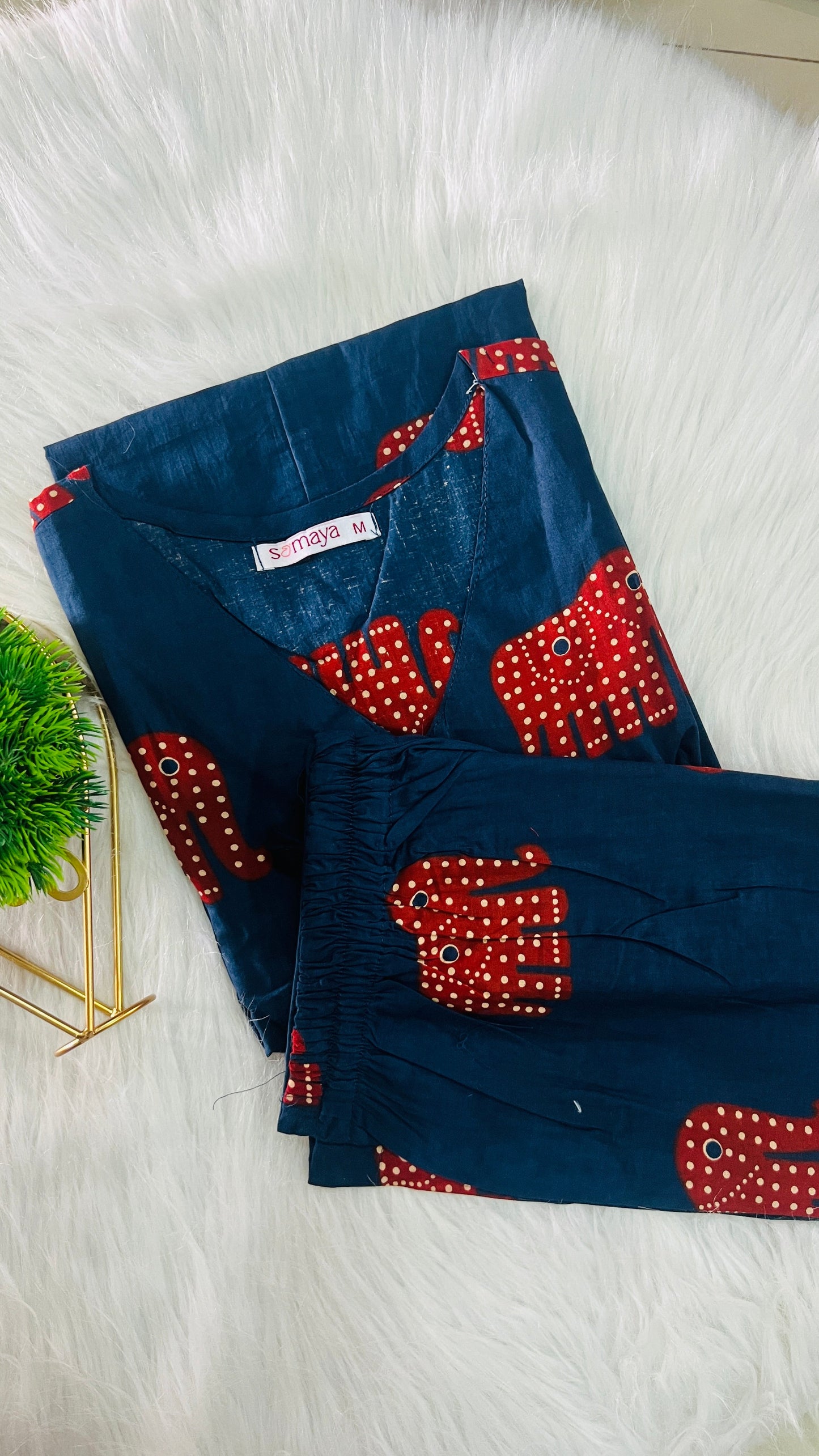 Navy Elephant Night Co-ord Set (Ready to dispatch)