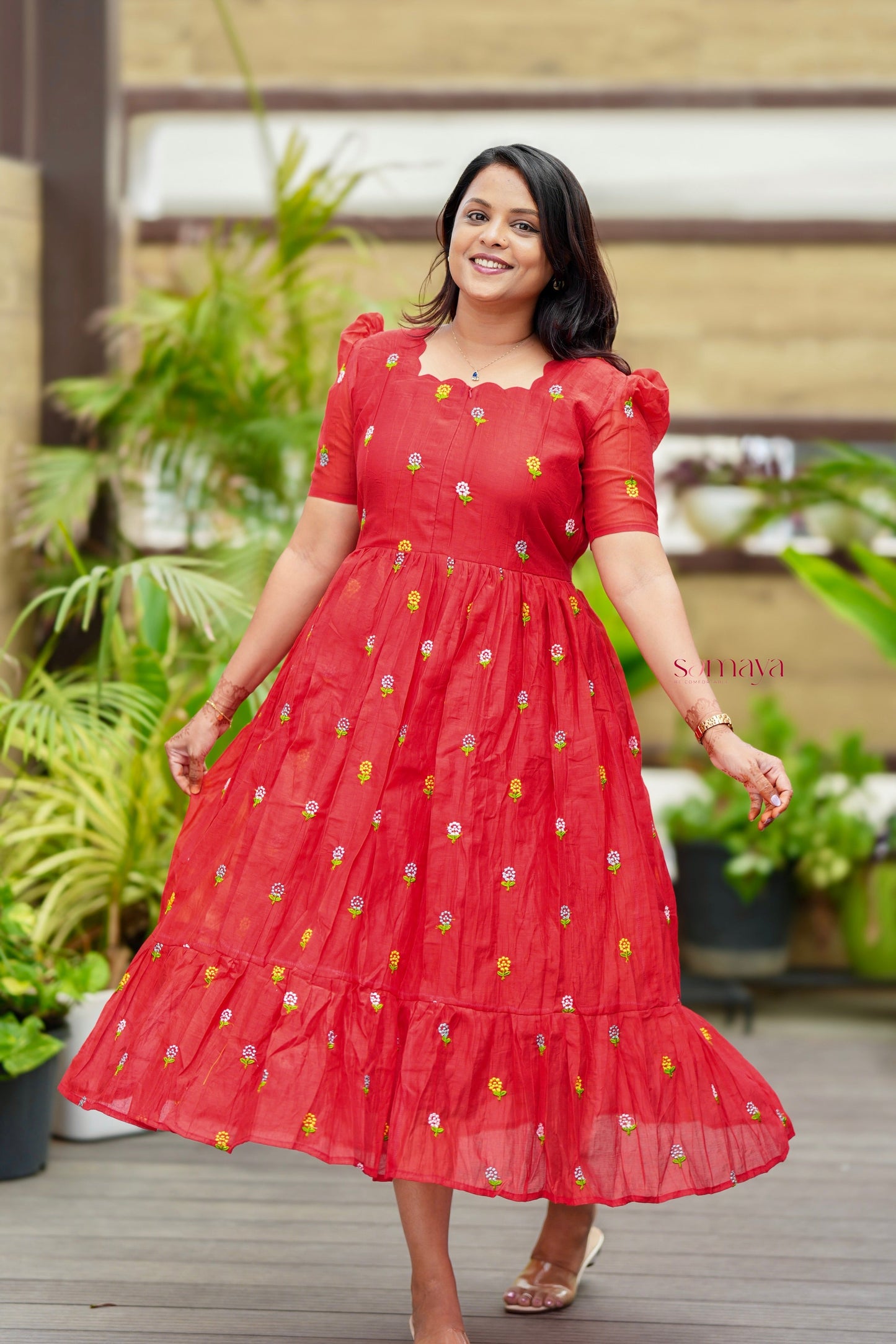 Anne chanderi Casual Dress With Lining