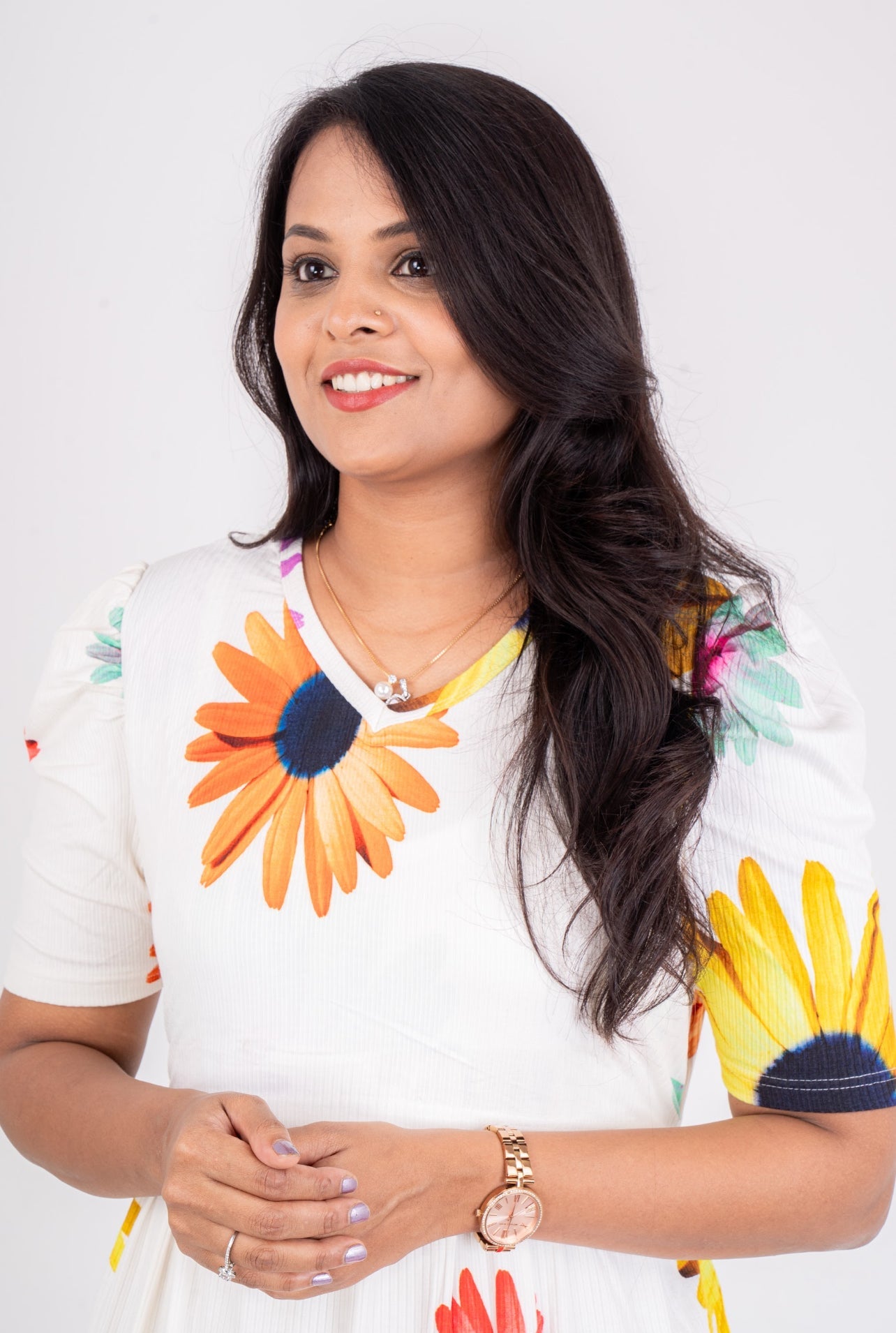 Maxi White Sunflower Ribbed Dress ( samaya exclusive premium fabric )( Minor embroidery,stain variation )