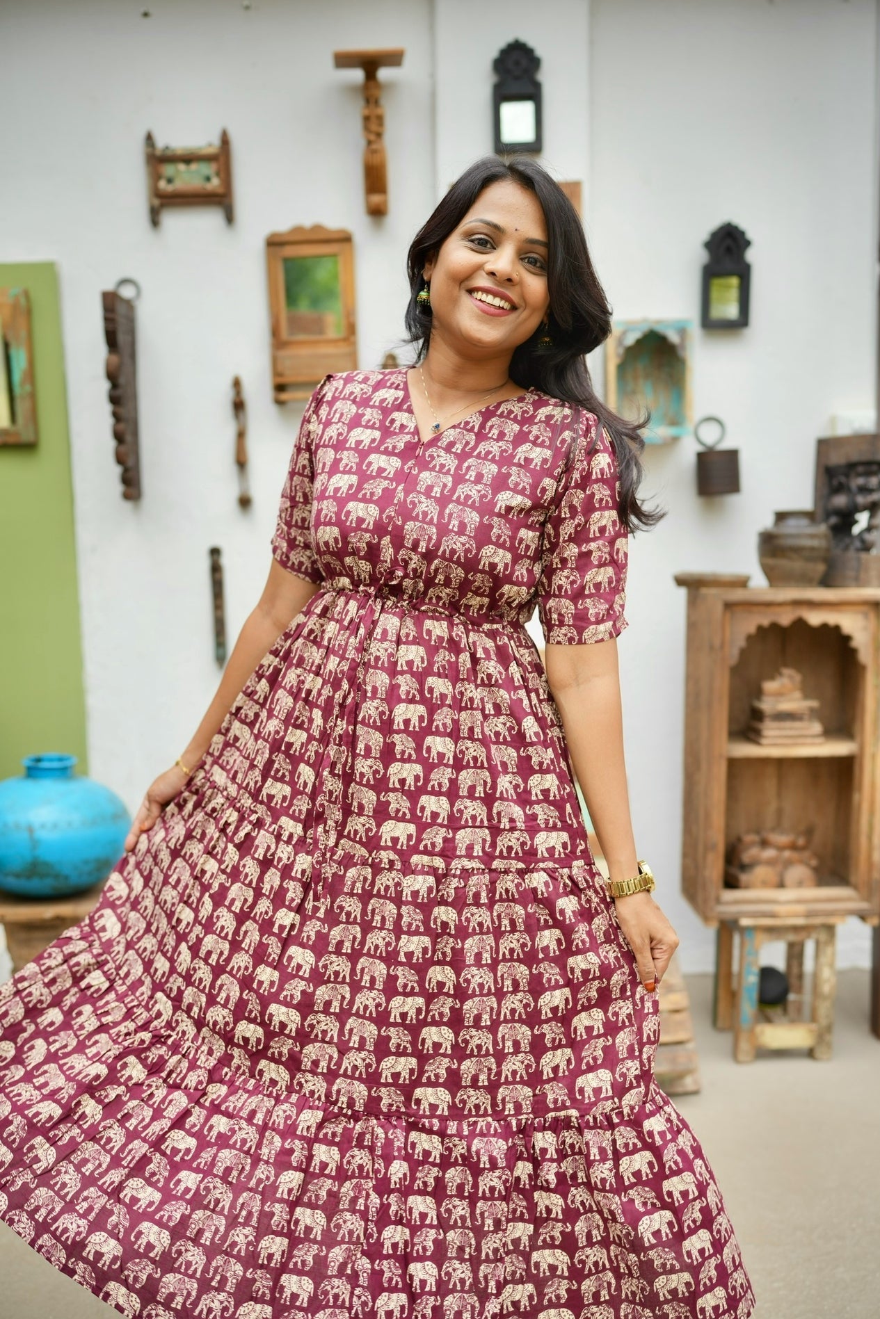 Elephant Casual Dress With Lining