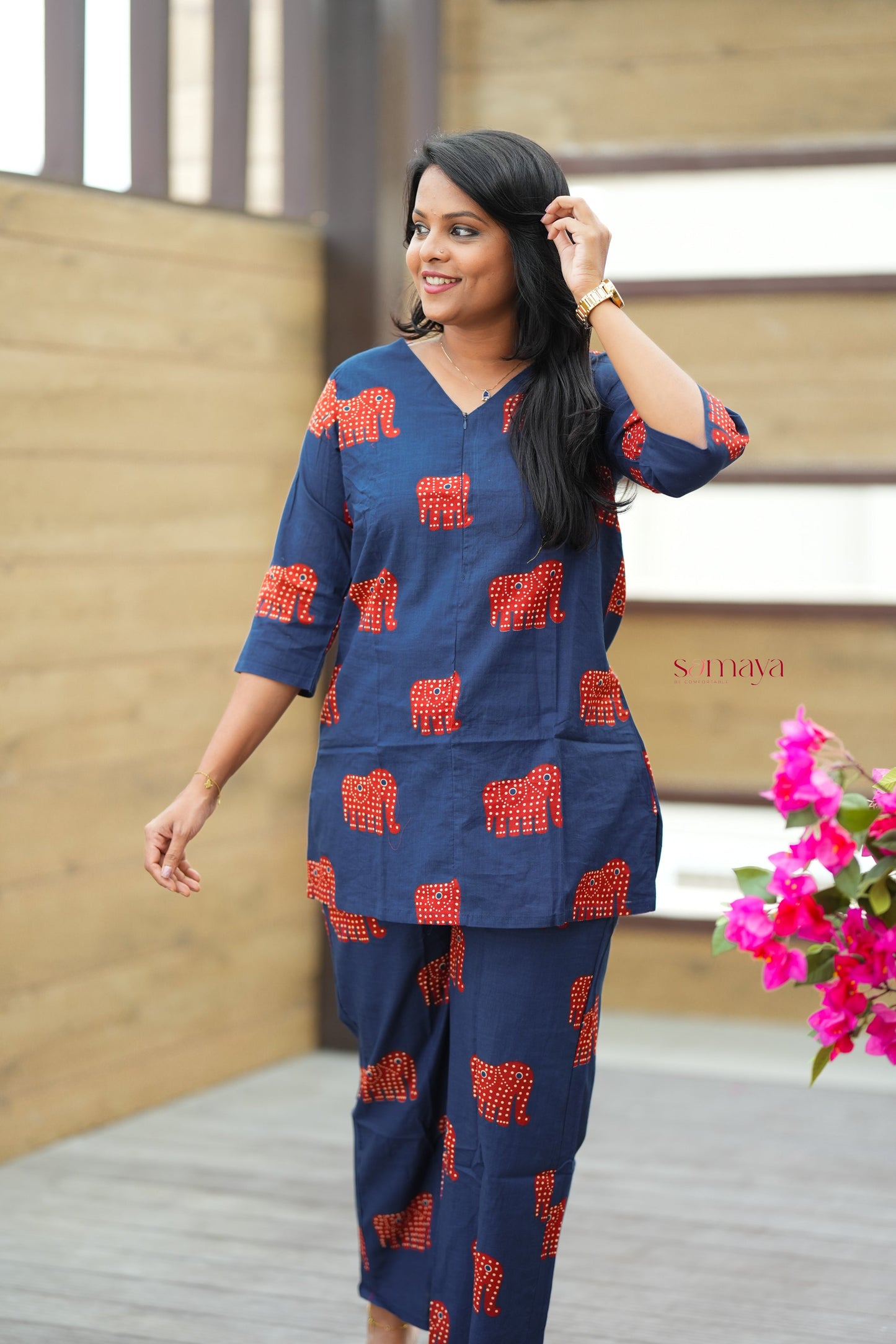 Navy Elephant Night Co-ord Set (Ready to dispatch)