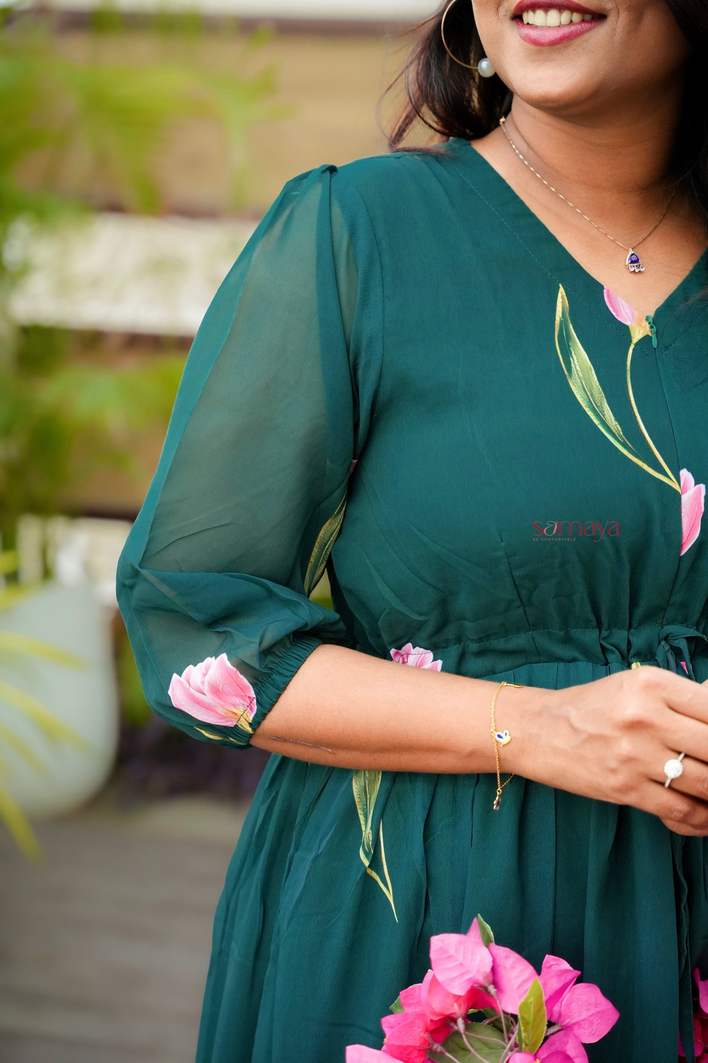 Tulip georgette casual  Dress With Lining ( No-Iron Everyday Dress)