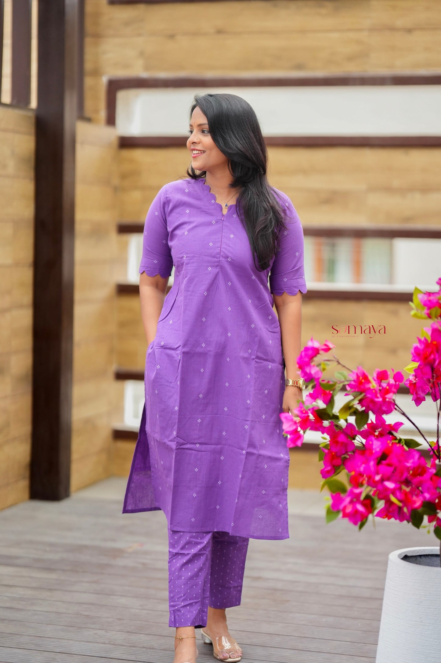 Lilac Cotton Kurta Set with full lining( ready to dispatch) set of 2