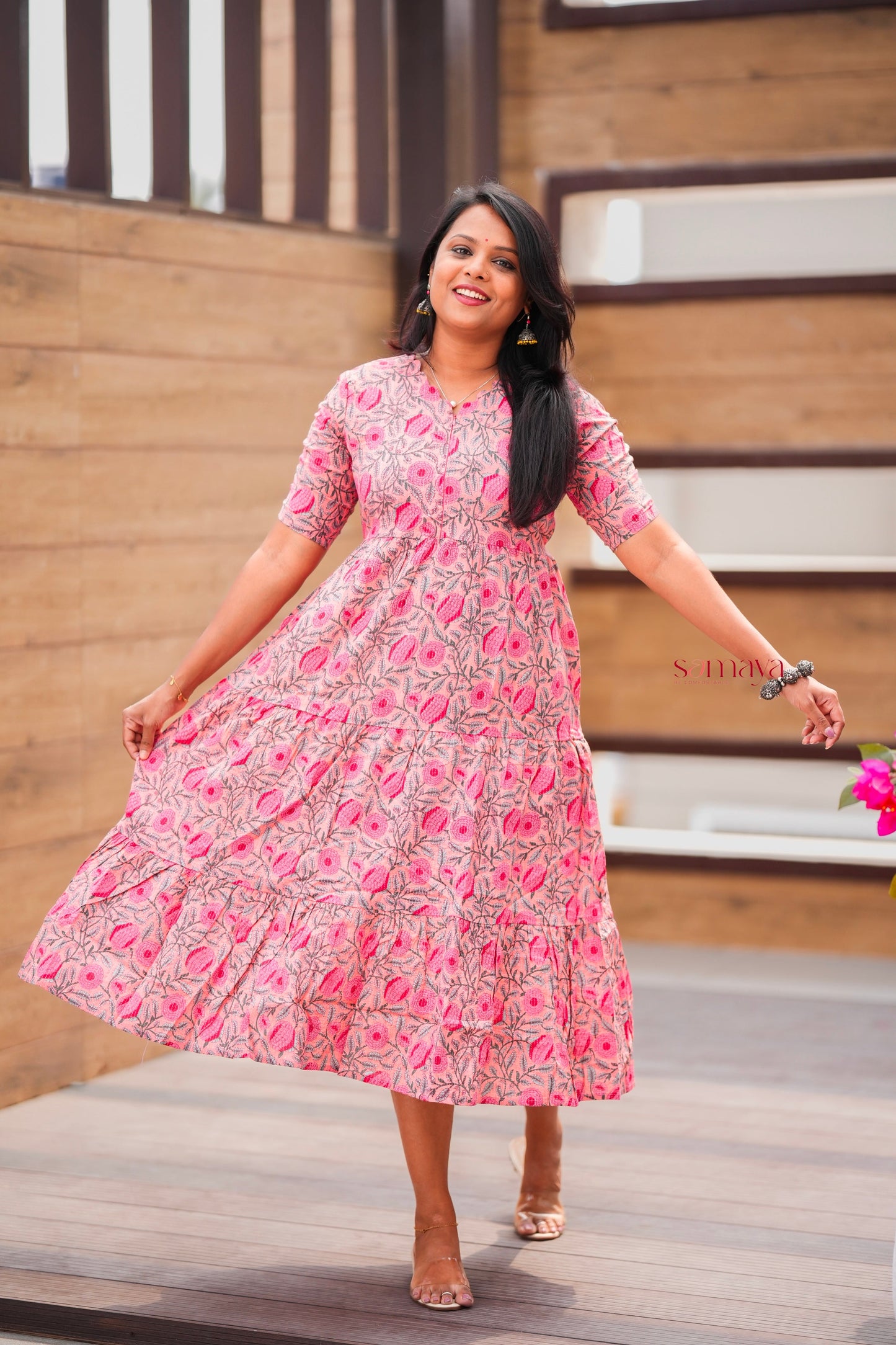 Peach day to night dress without lining